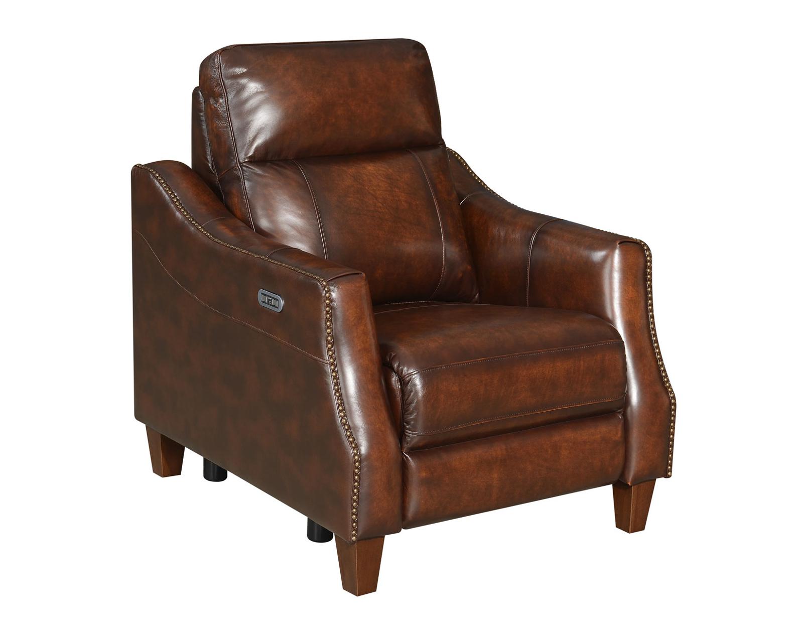 Steve Silver Akari Leather Dual Power Recliner in English Chestnut - Luxury Home Furniture (MI)