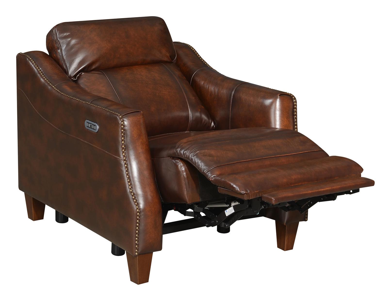 Steve Silver Akari Leather Dual Power Recliner in English Chestnut - Luxury Home Furniture (MI)