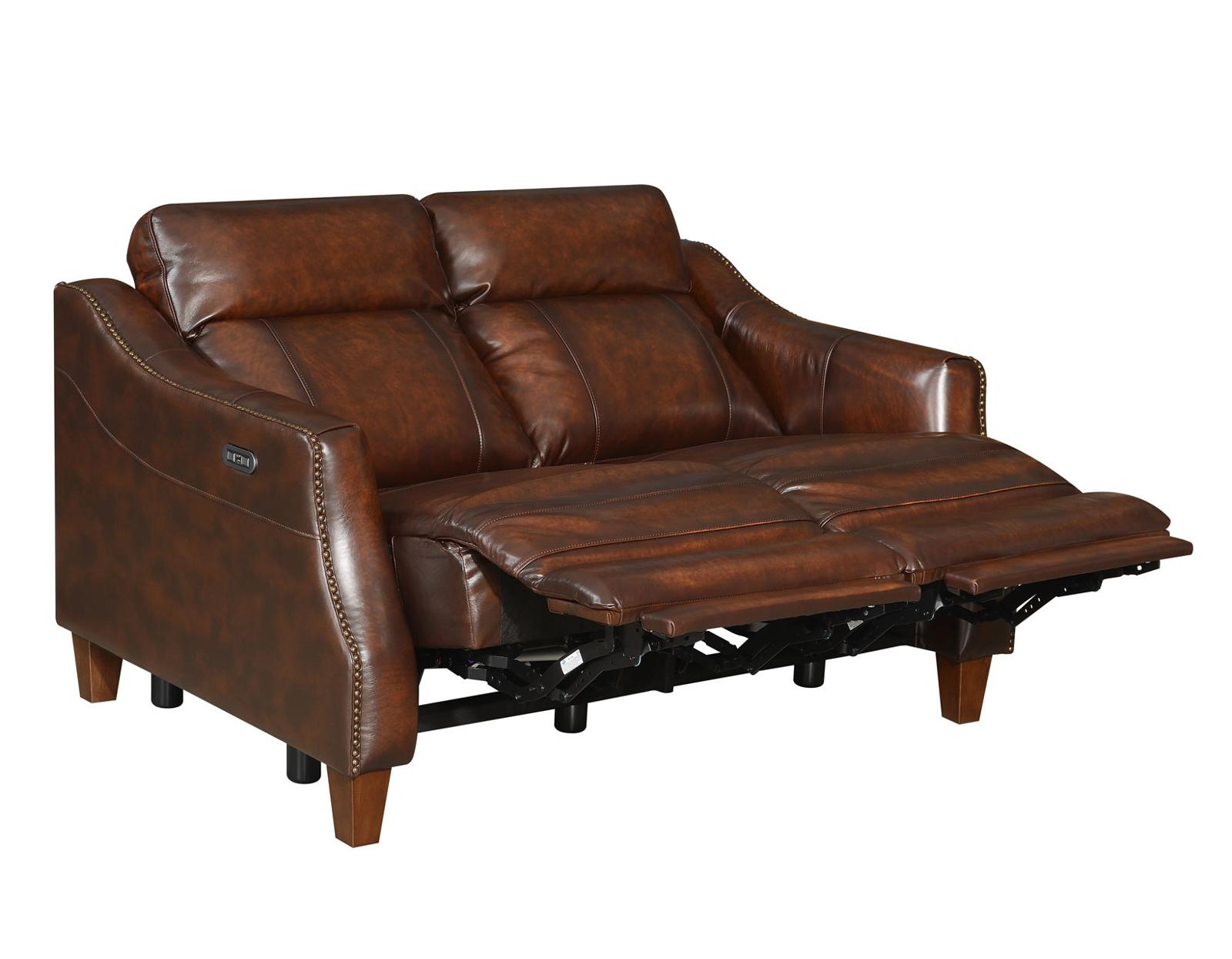 Steve Silver Akari Leather Dual Power Reclining Loveseat in English Chestnut - Luxury Home Furniture (MI)