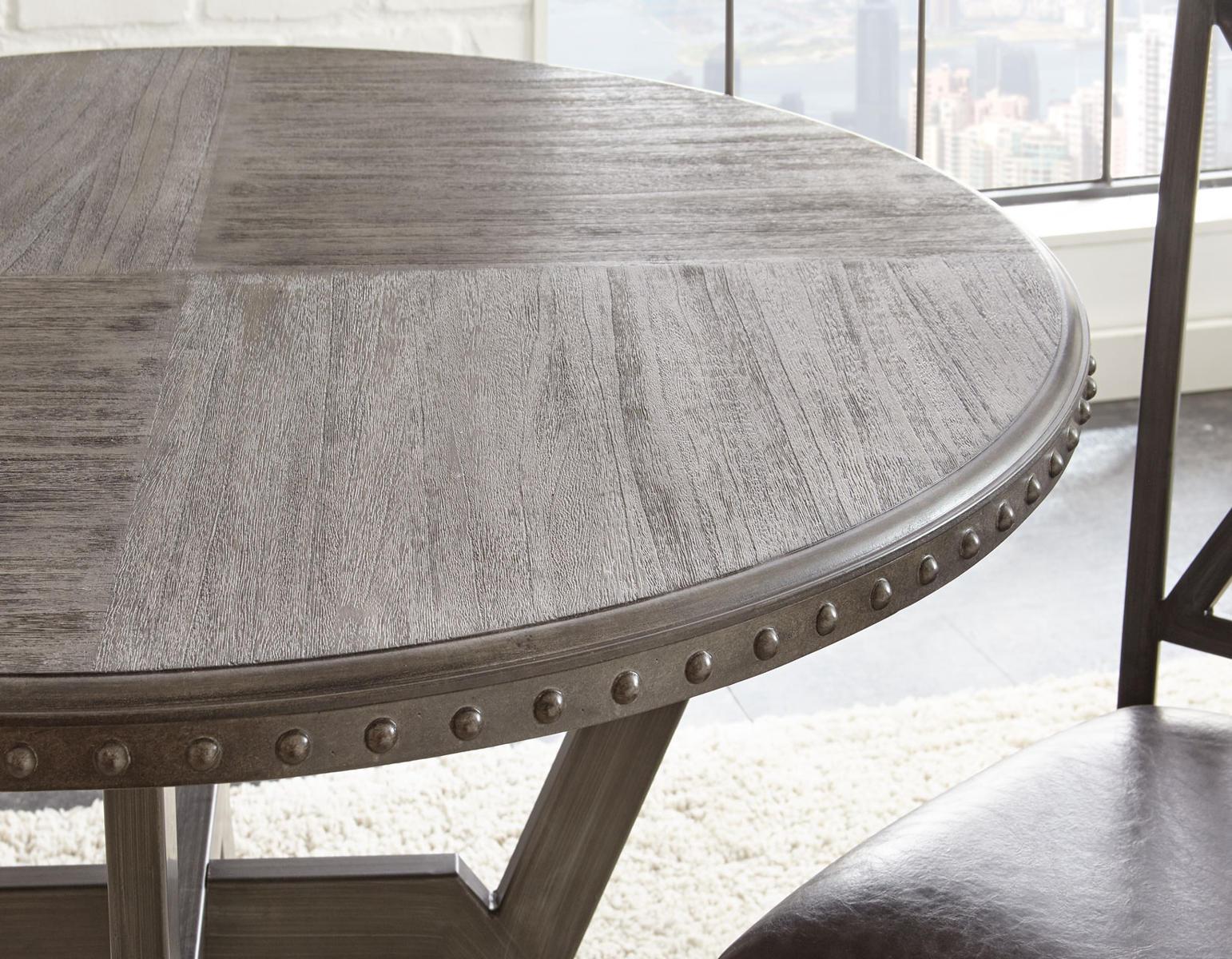 Steve Silver Alamo Round Dining Table in Gray - Luxury Home Furniture (MI)