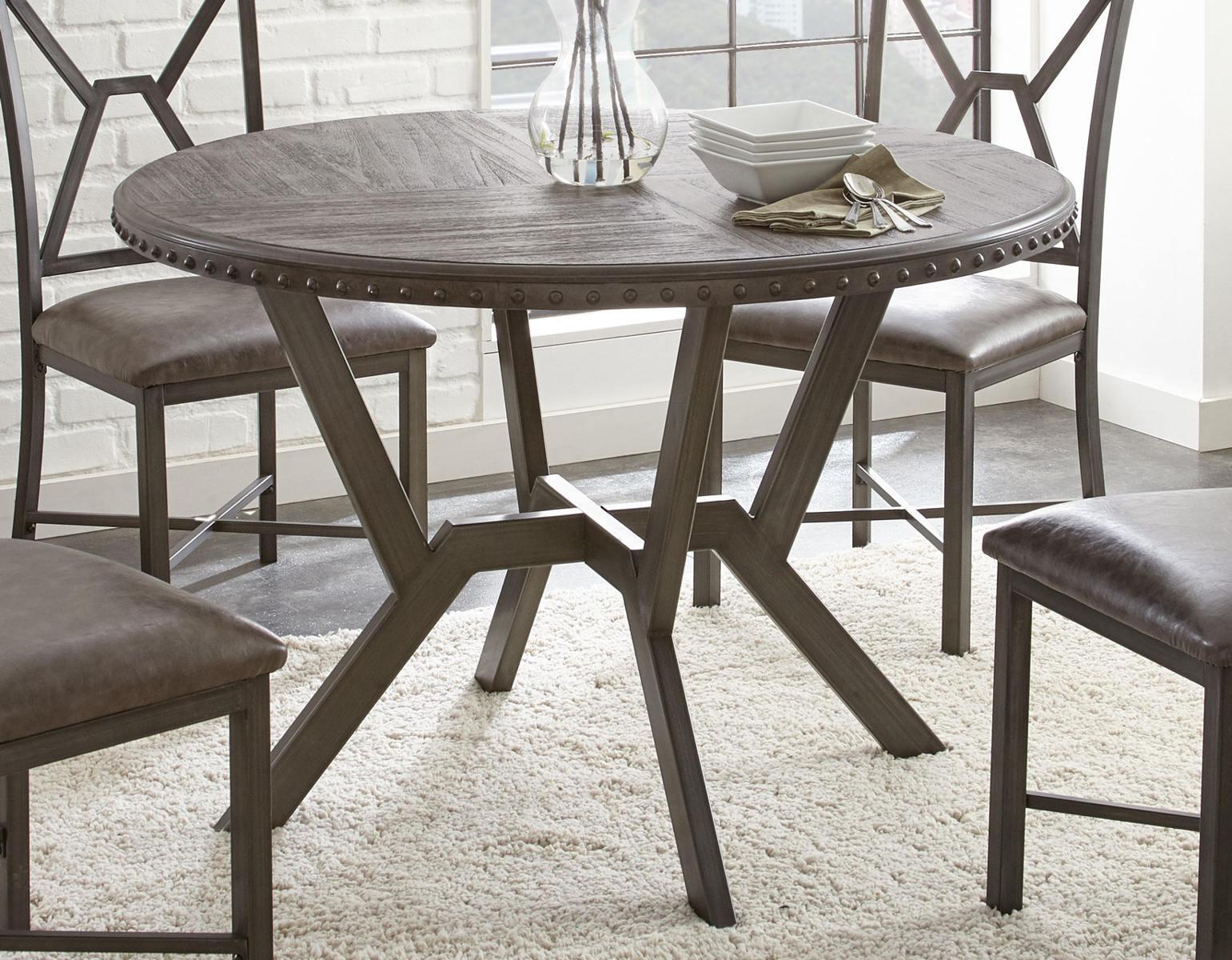 Steve Silver Alamo Round Dining Table in Gray - Luxury Home Furniture (MI)