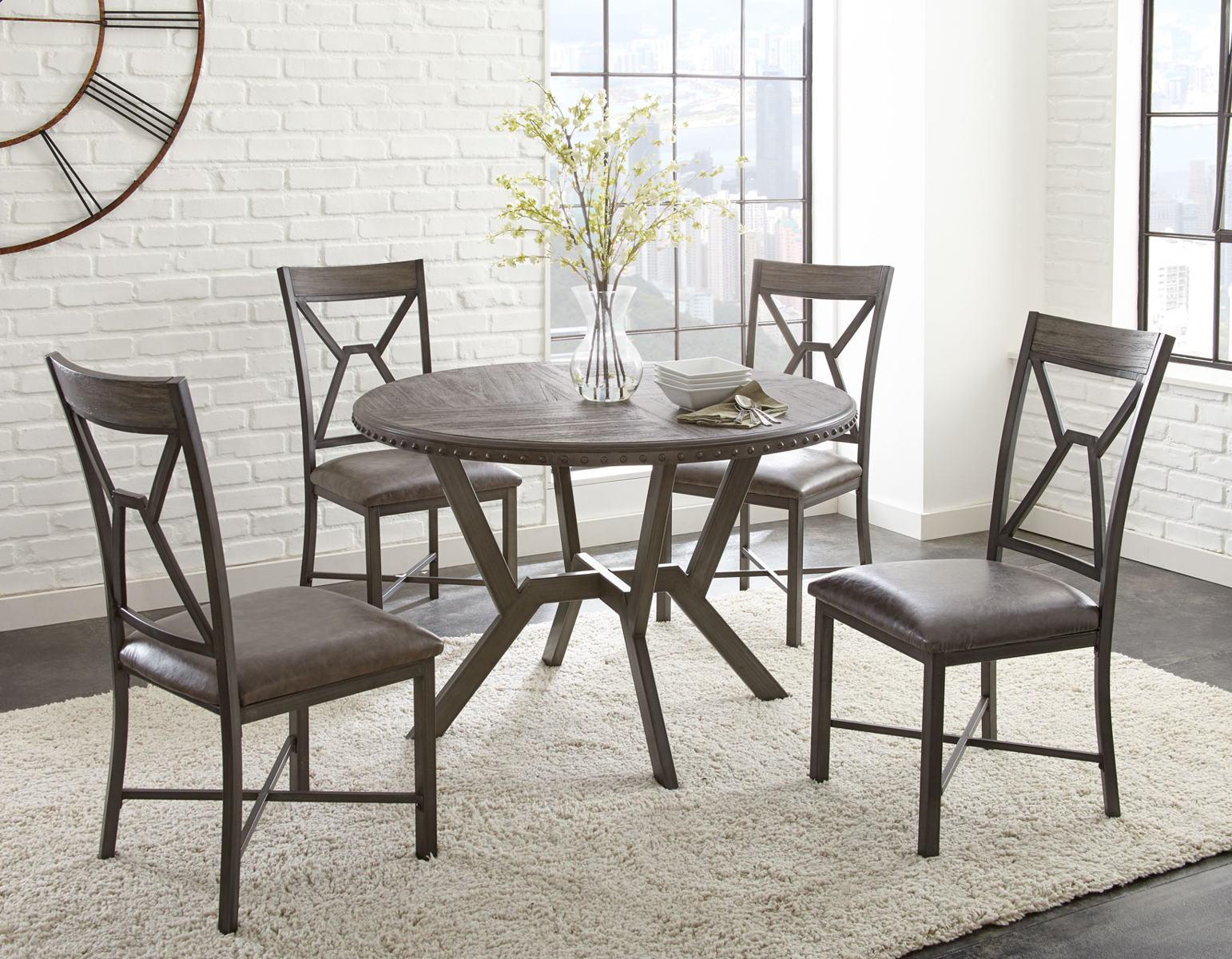 Steve Silver Alamo Round Dining Table in Gray - Luxury Home Furniture (MI)
