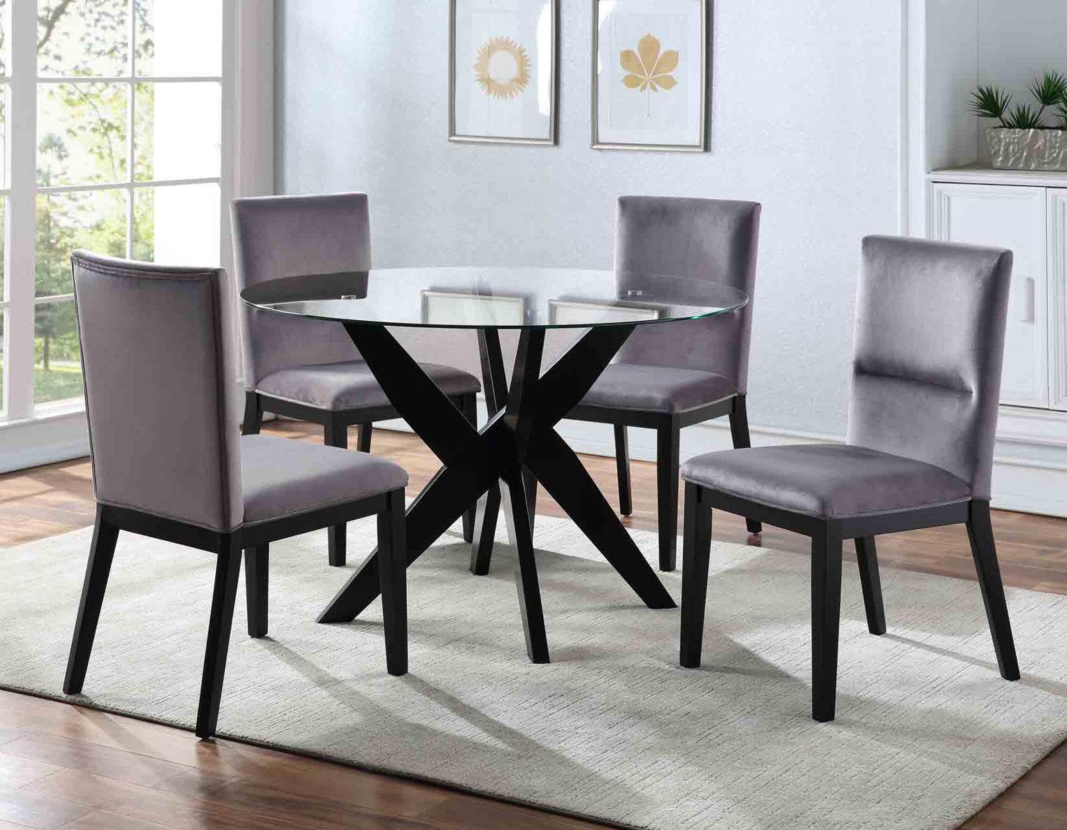 Steve Silver Amalie Round Dining Table in Black - Luxury Home Furniture (MI)