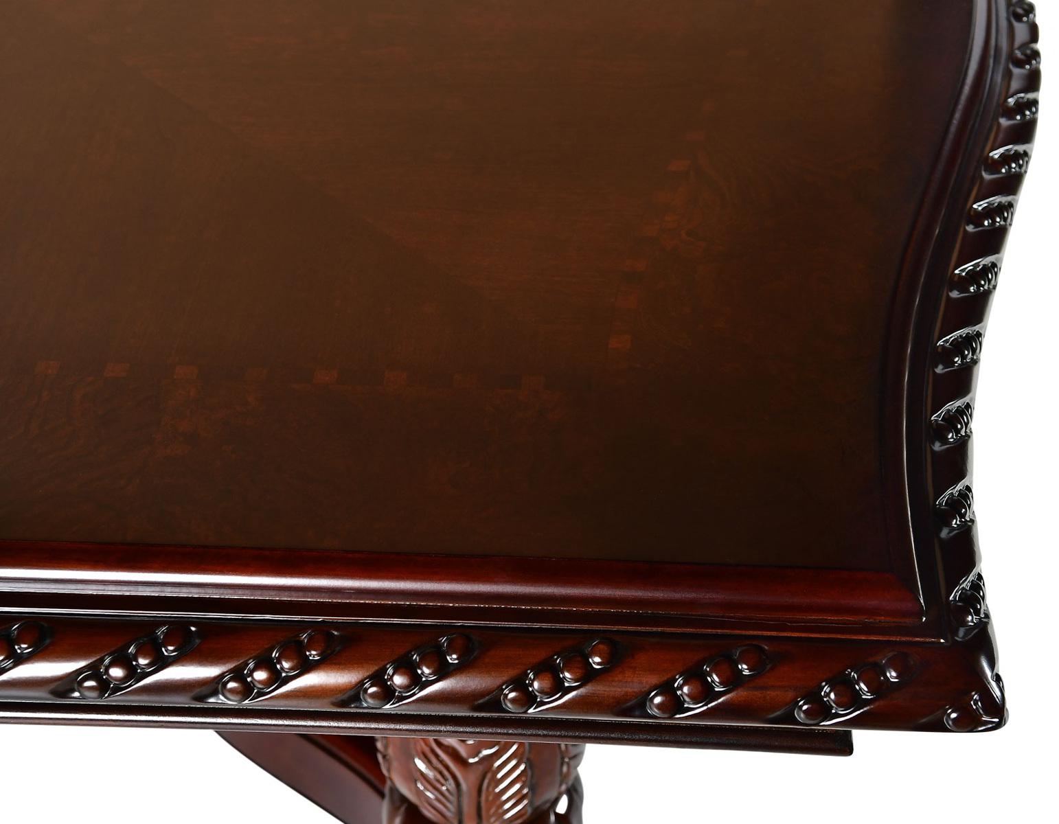 Steve Silver Antoinette Pedestal Dining Table in Brown Cherry - Luxury Home Furniture (MI)