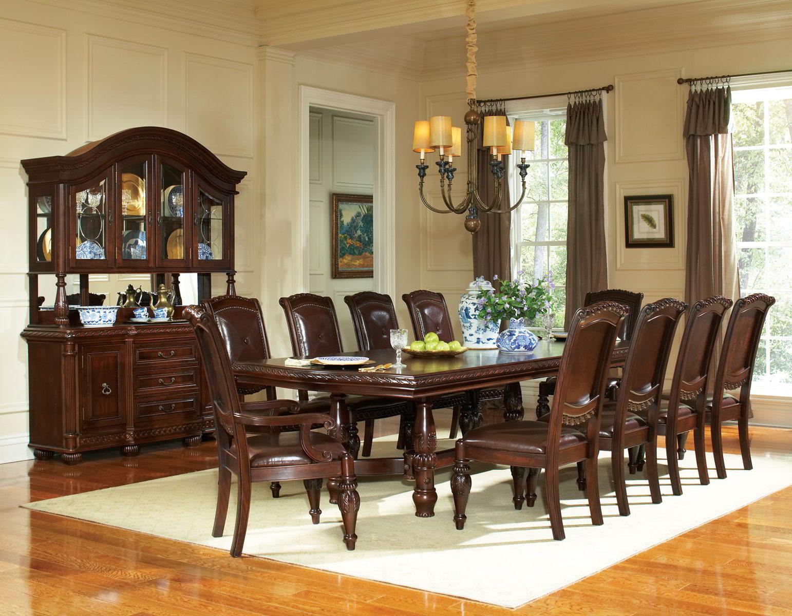 Steve Silver Antoinette Pedestal Dining Table in Brown Cherry - Luxury Home Furniture (MI)