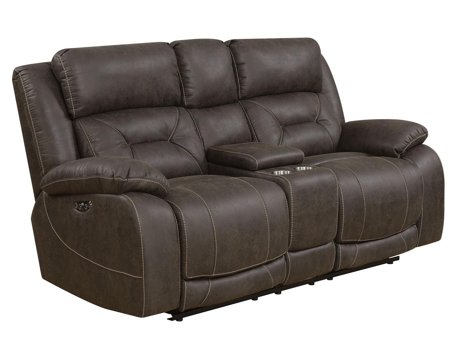 Steve Silver Aria Dual Power Reclining Console Loveseat in Saddle Brown - Luxury Home Furniture (MI)