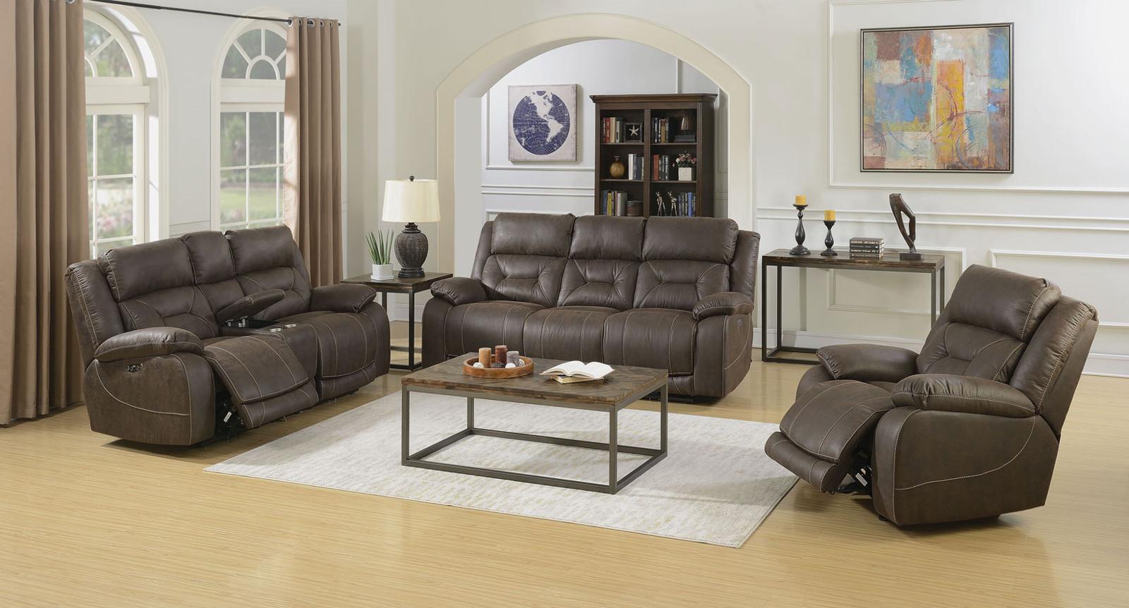 Steve Silver Aria Dual Power Reclining Console Loveseat in Saddle Brown - Luxury Home Furniture (MI)
