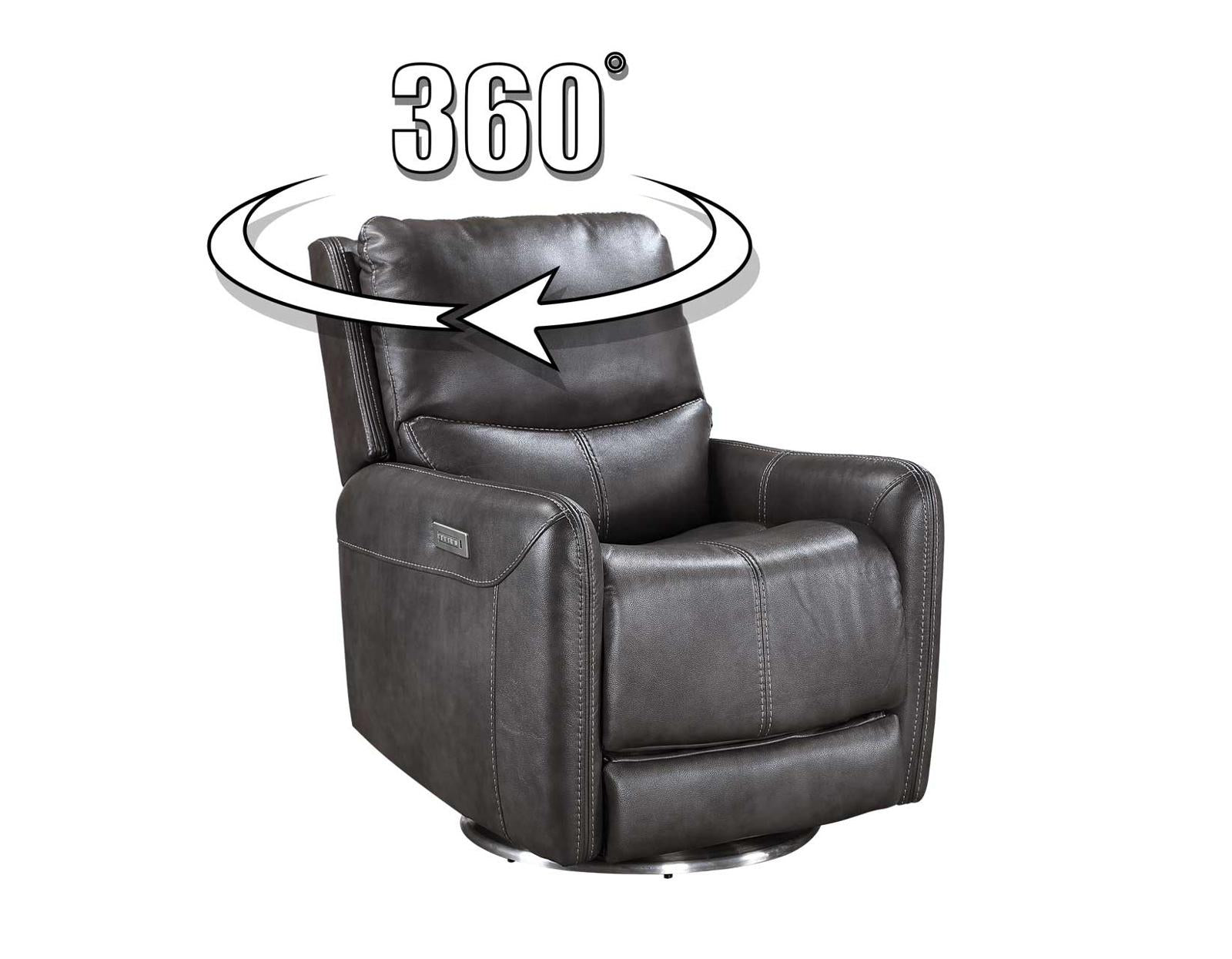 Steve Silver Athens Triple-Power 360 Degree Swivel Motion Chair in Charcoal - Luxury Home Furniture (MI)