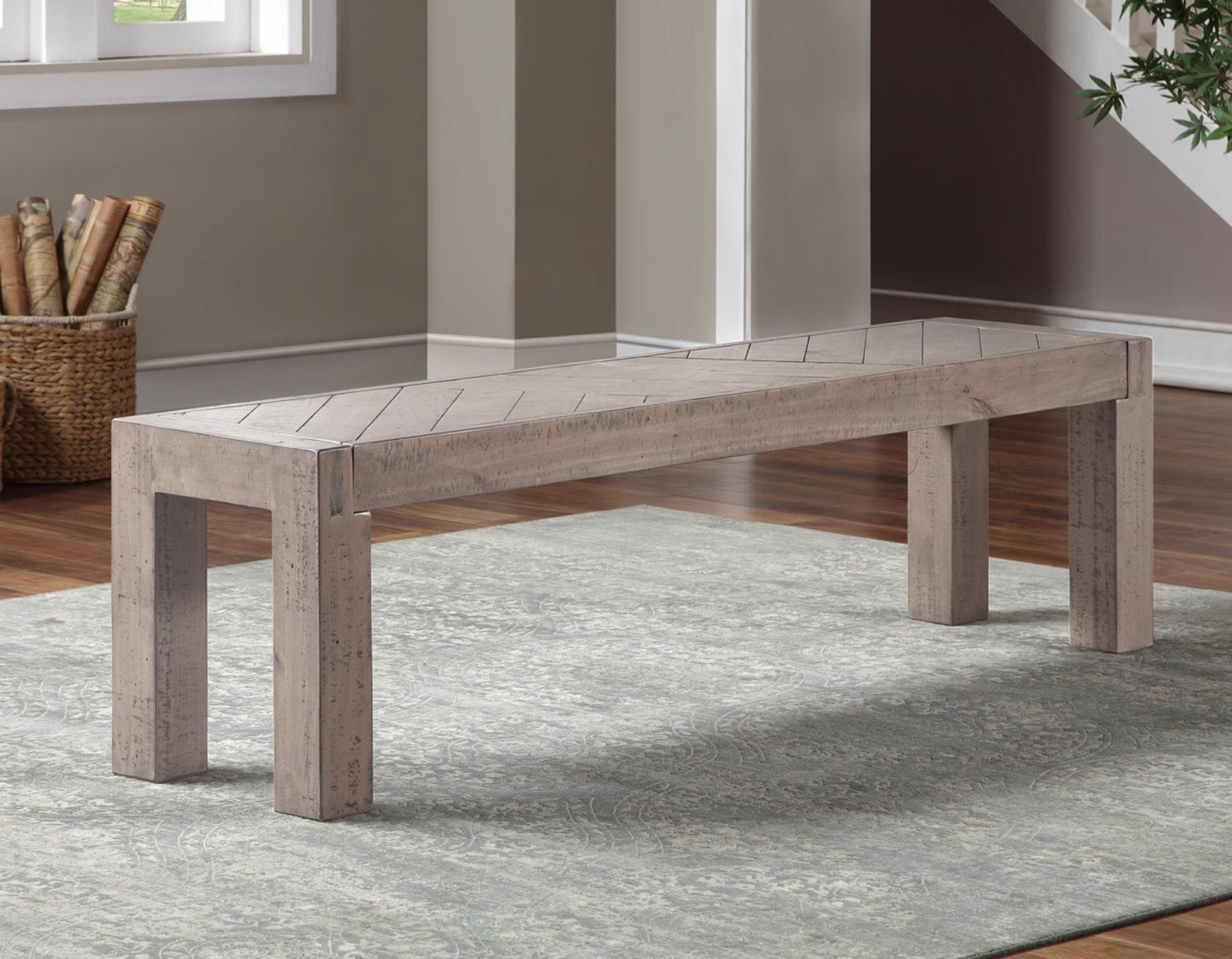 Steve Silver Auckland Reclaimed Wood Bench in Weathered Grey - Luxury Home Furniture (MI)