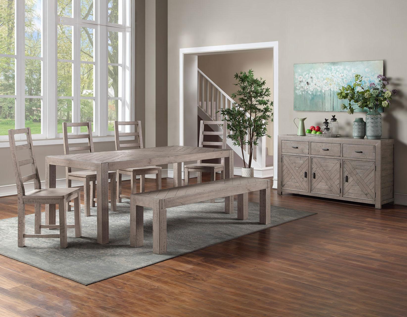 Steve Silver Auckland Reclaimed Wood Bench in Weathered Grey - Luxury Home Furniture (MI)