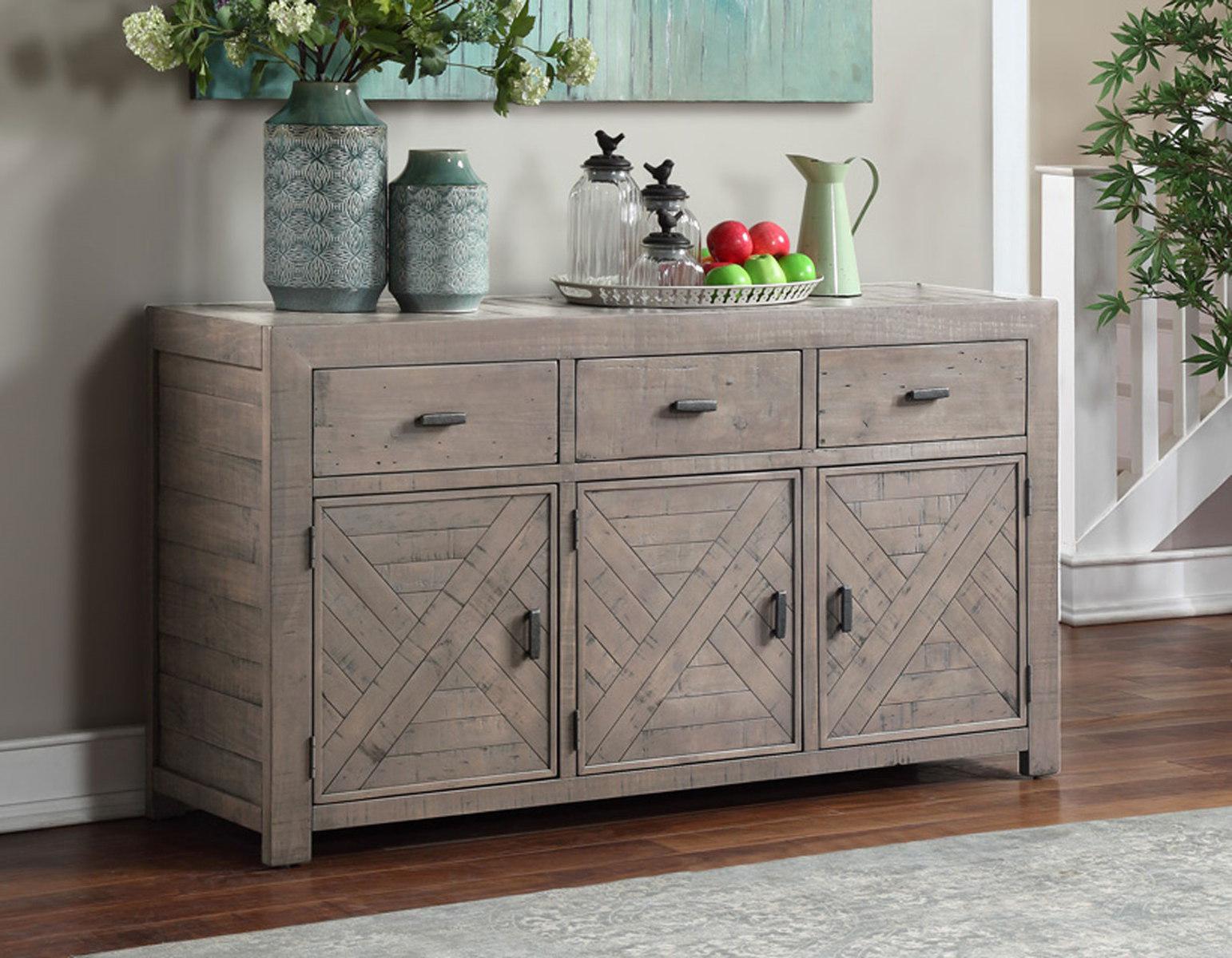 Steve Silver Auckland Reclaimed Wood Server in Weathered Grey - Luxury Home Furniture (MI)