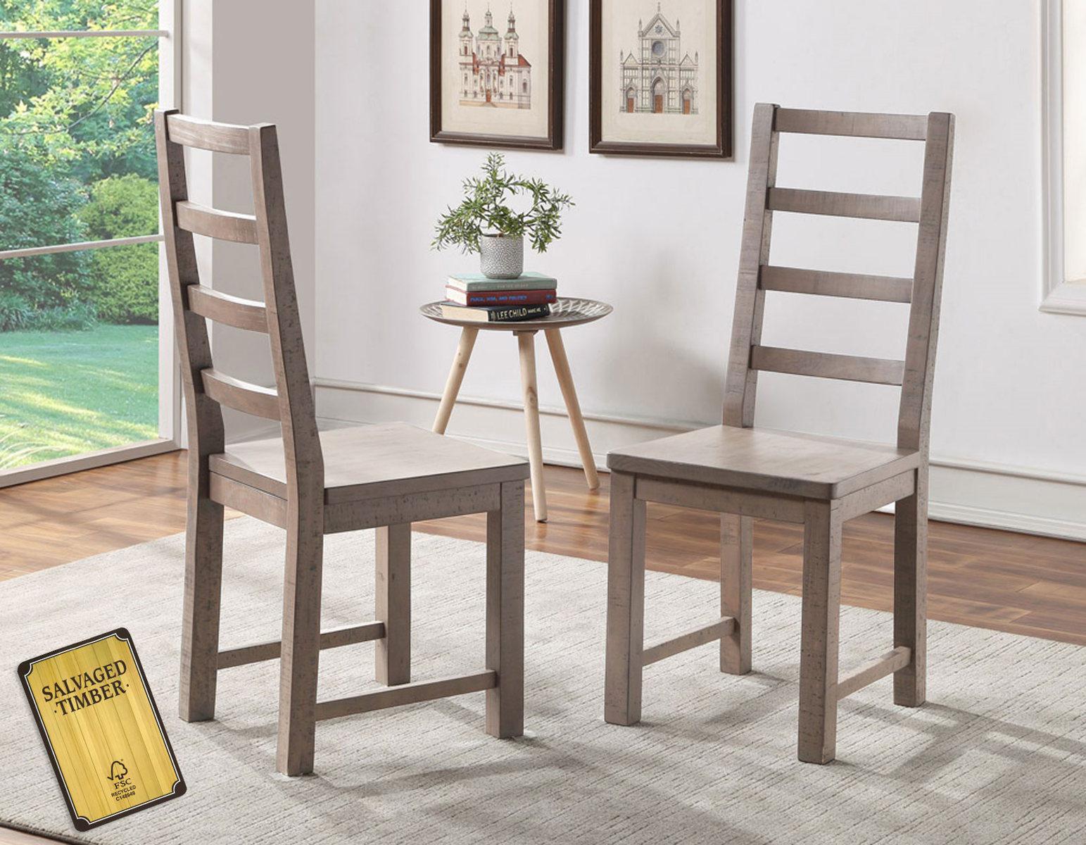 Steve Silver Auckland Reclaimed Wood Side Chair in Weathered Grey (Set of 2) - Luxury Home Furniture (MI)
