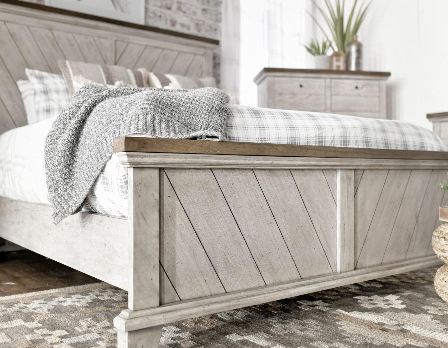 Steve Silver Bear Creek King Panel Bed in White Smoke - Luxury Home Furniture (MI)