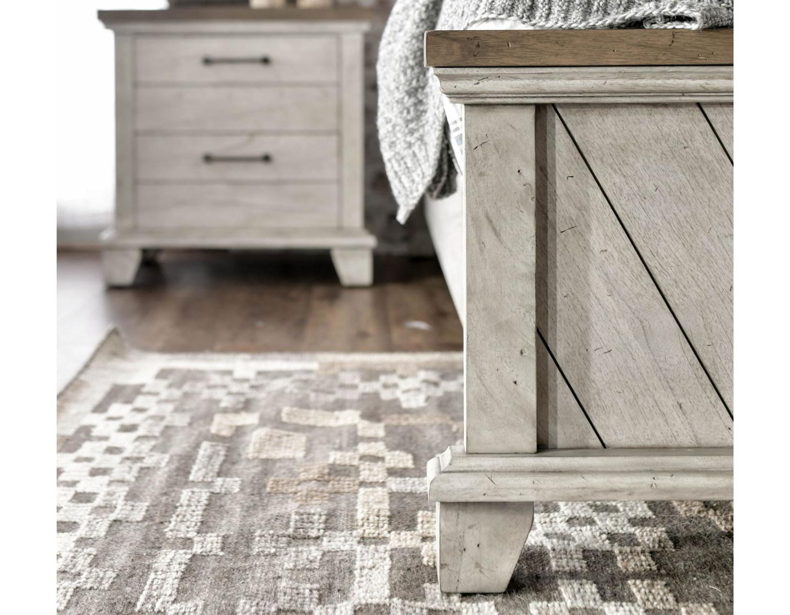 Steve Silver Bear Creek King Panel Bed in White Smoke - Luxury Home Furniture (MI)