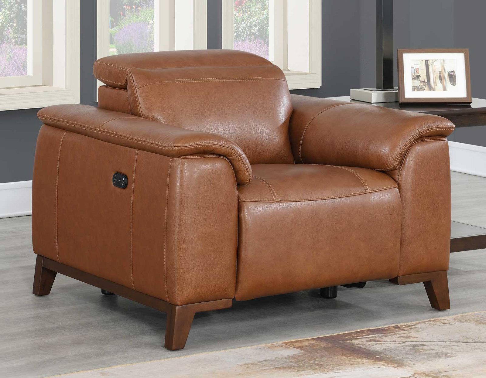 Steve Silver Bergamo Dual-Power Leather Recliner in Mocha