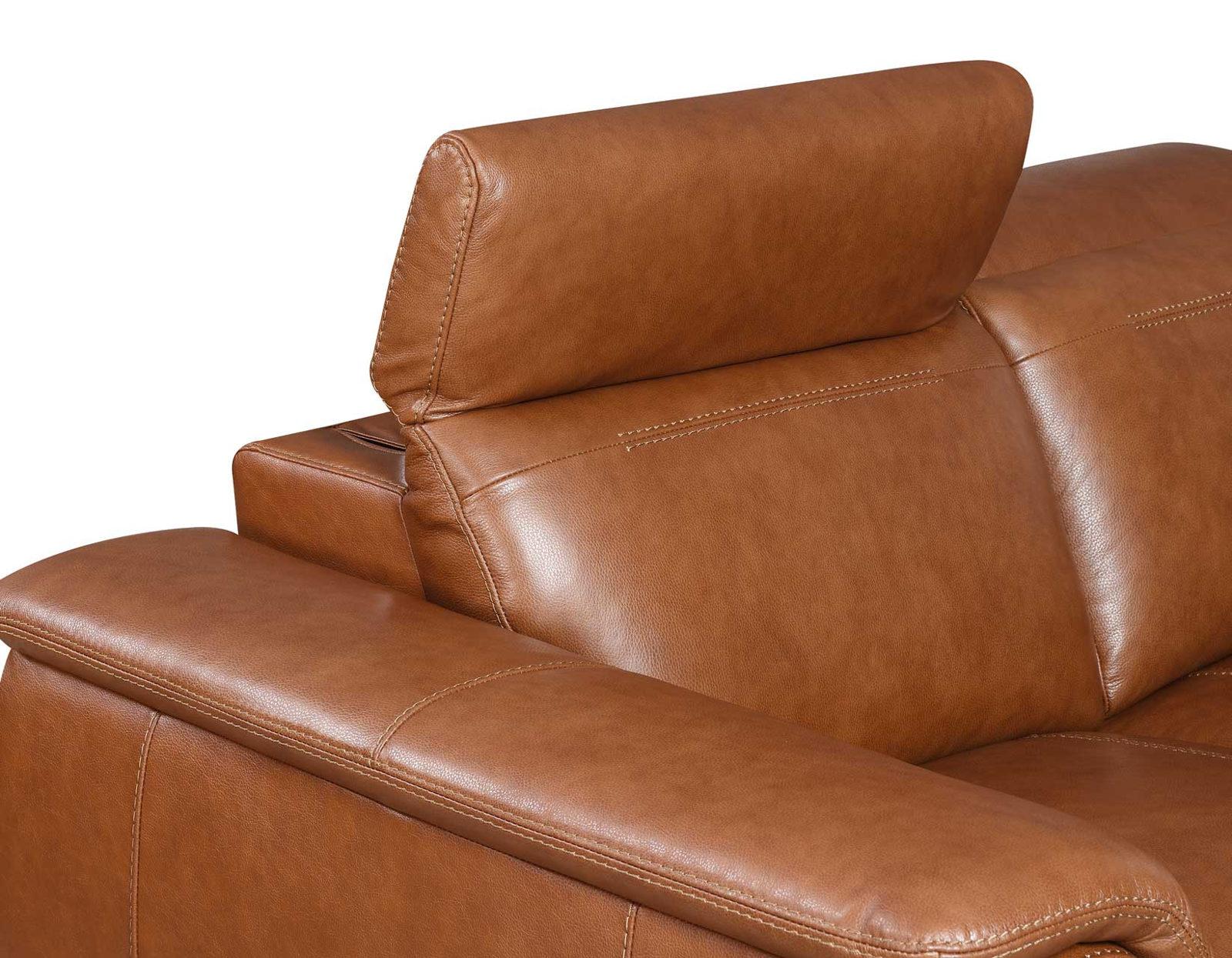 Steve Silver Bergamo Dual-Power Leather Reclining Loveseat in Mocha - Luxury Home Furniture (MI)