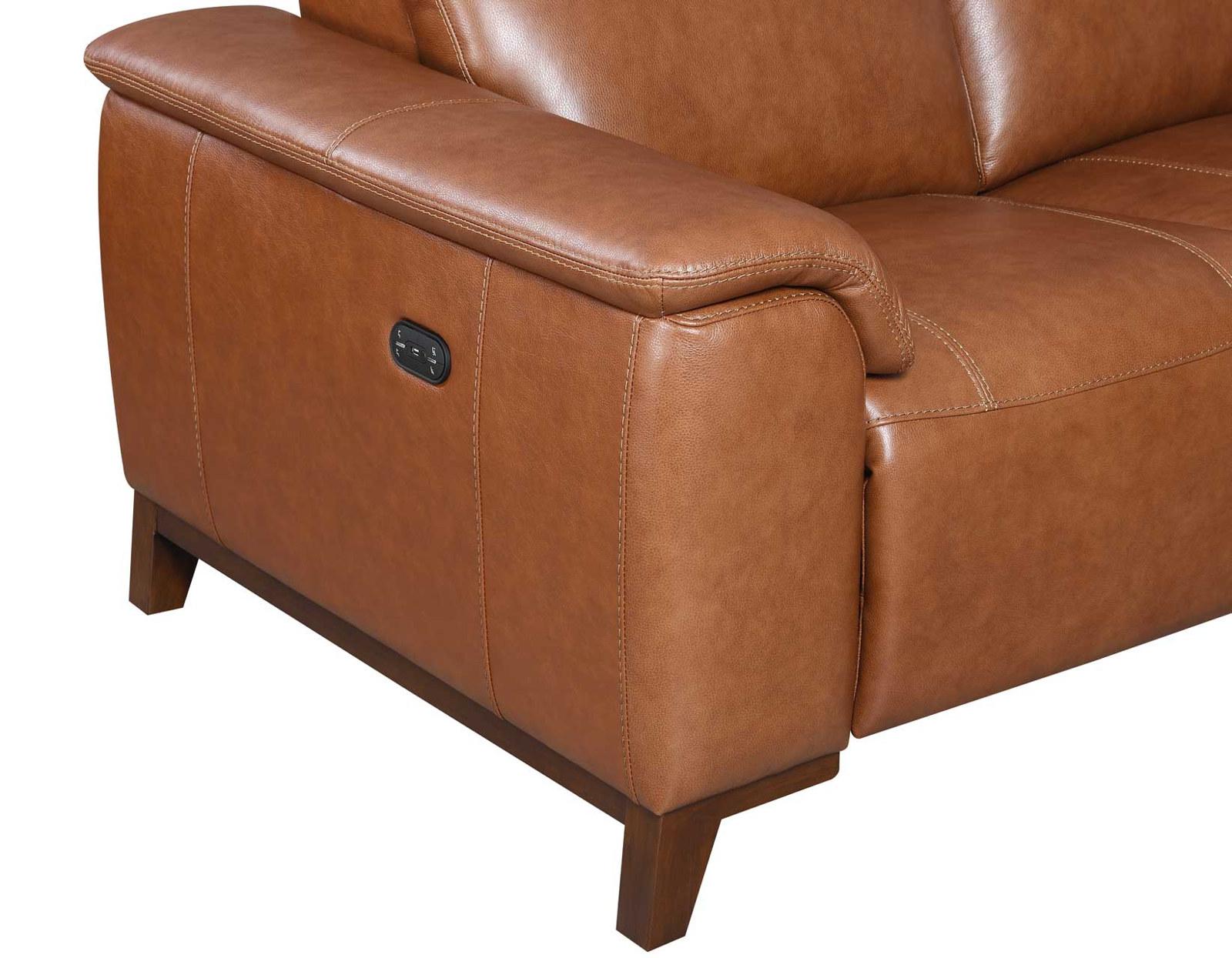 Steve Silver Bergamo Dual-Power Leather Reclining Loveseat in Mocha - Luxury Home Furniture (MI)
