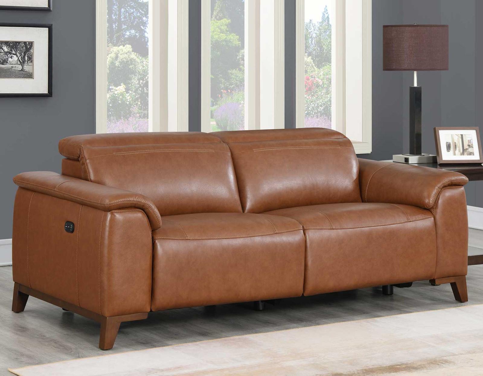 Steve Silver Bergamo Dual-Power Leather Reclining Sofa in Mocha - Luxury Home Furniture (MI)