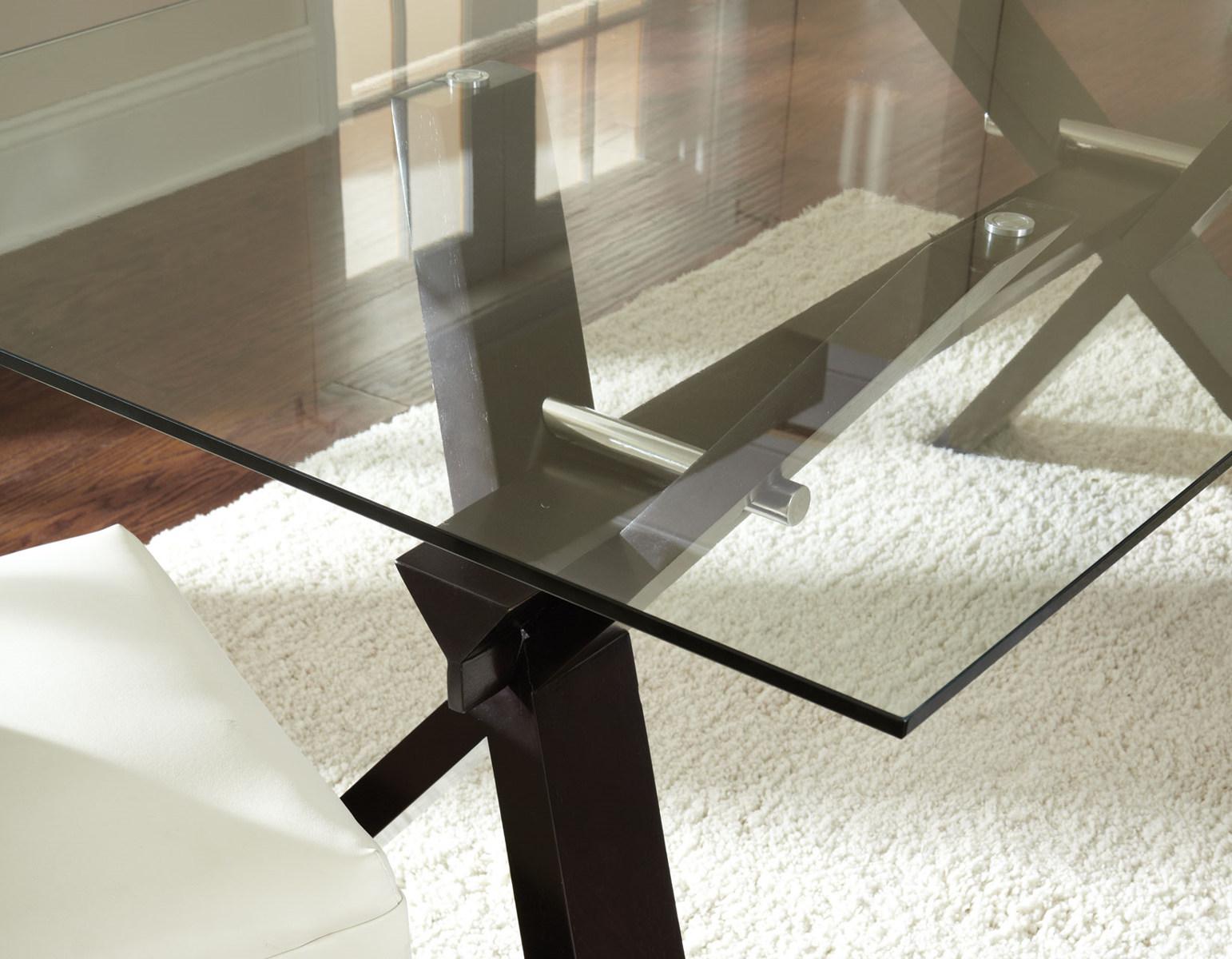 Steve Silver Berkley Glass Dining Table in Dark Espresso Cherry - Luxury Home Furniture (MI)