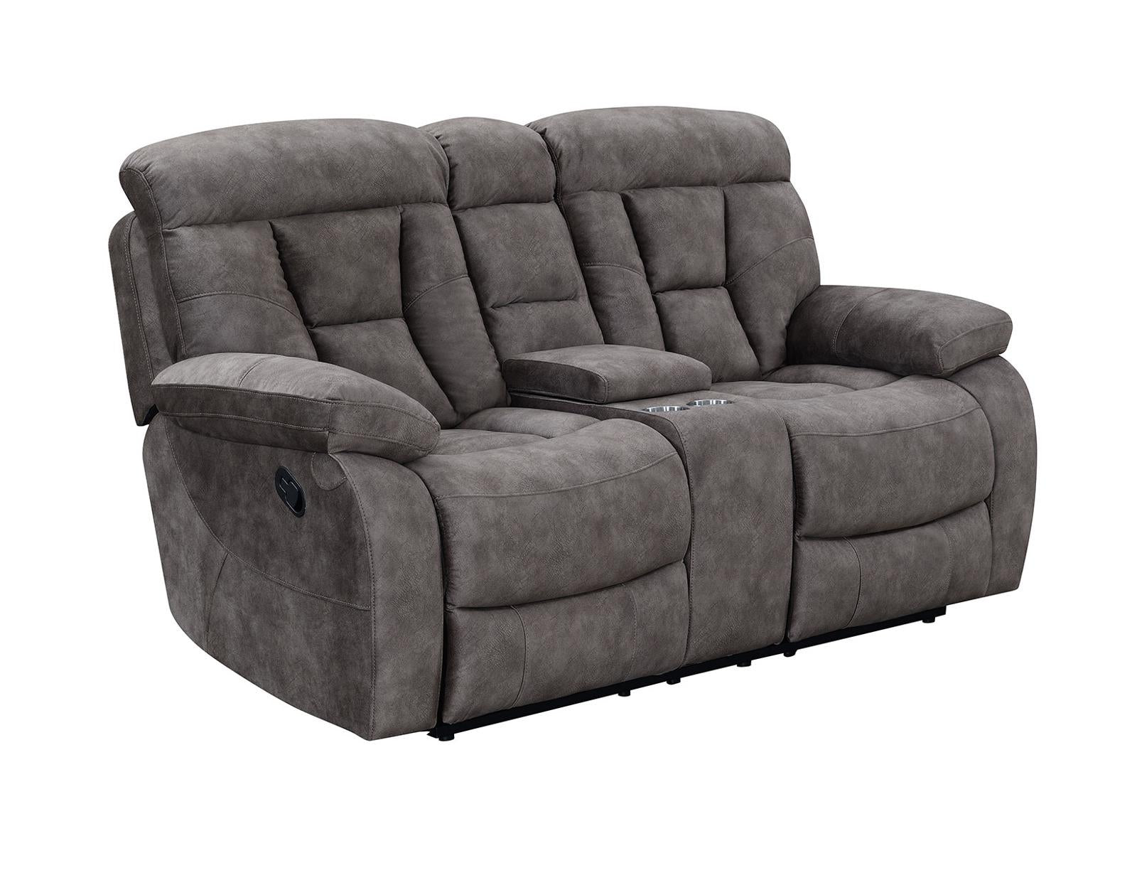 Steve Silver Bogata Manual Reclining Console Loveseat in Majestic Mushroom - Luxury Home Furniture (MI)
