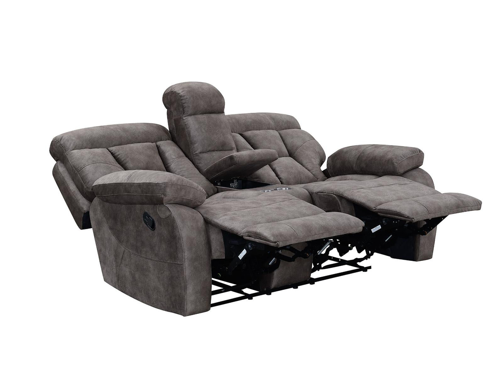 Steve Silver Bogata Manual Reclining Console Loveseat in Majestic Mushroom - Luxury Home Furniture (MI)
