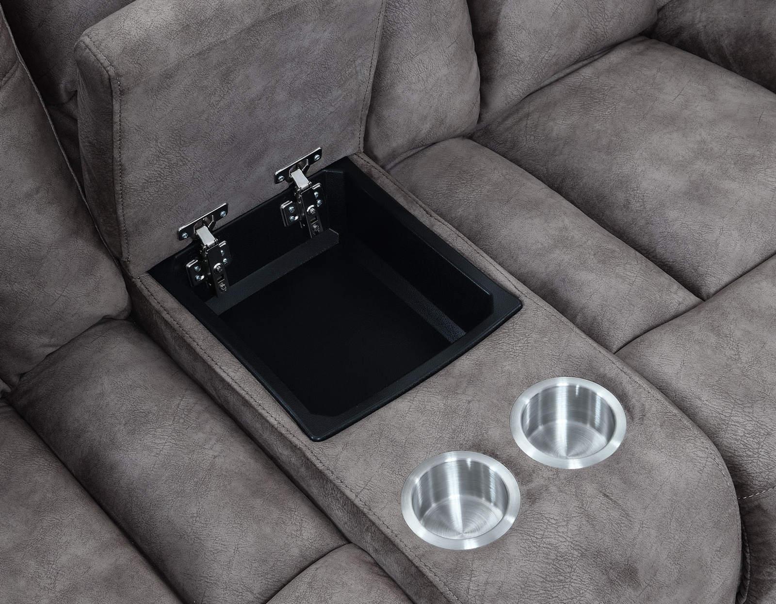 Steve Silver Bogata Manual Reclining Console Loveseat in Majestic Mushroom - Luxury Home Furniture (MI)