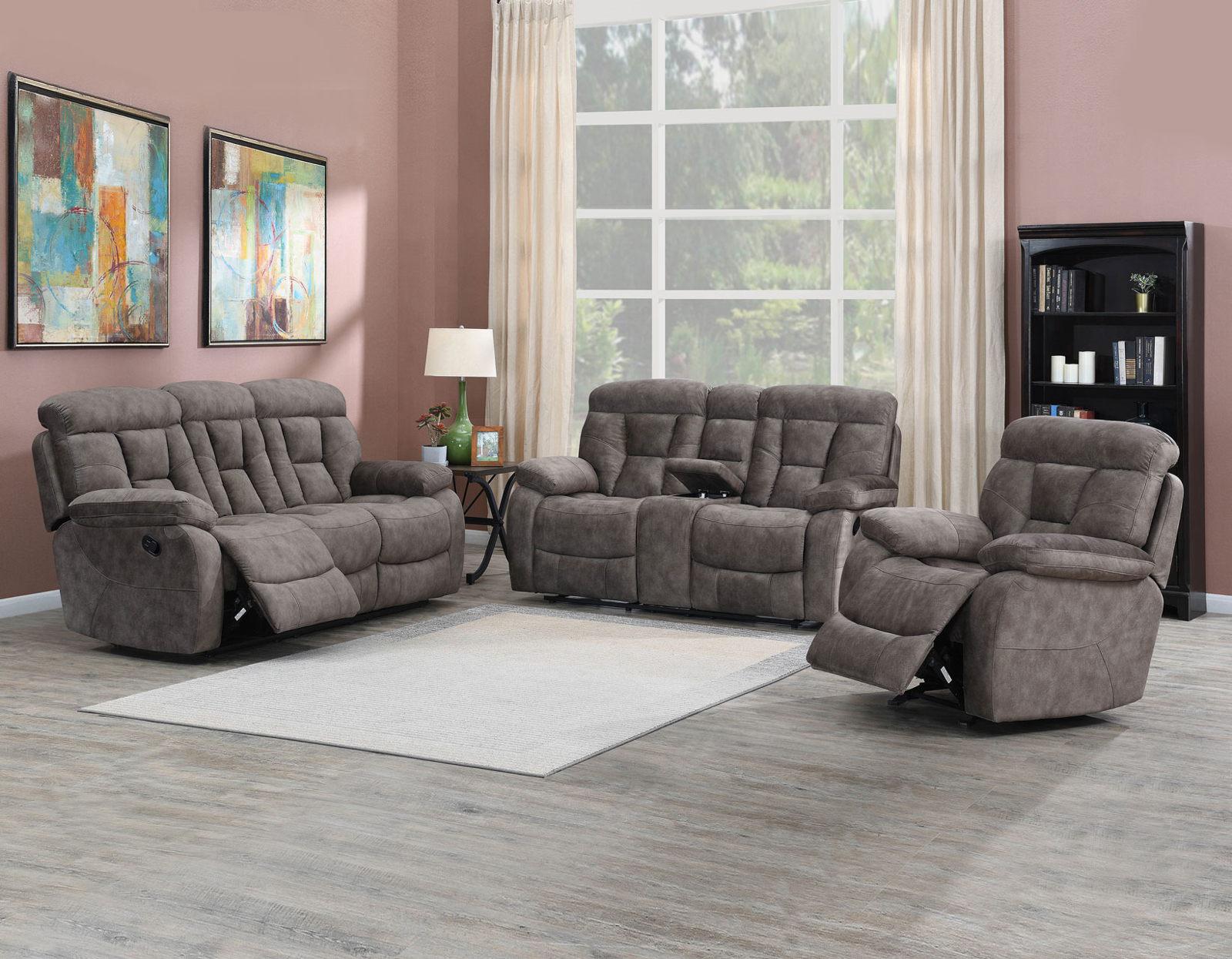 Steve Silver Bogata Manual Reclining Console Loveseat in Majestic Mushroom - Luxury Home Furniture (MI)