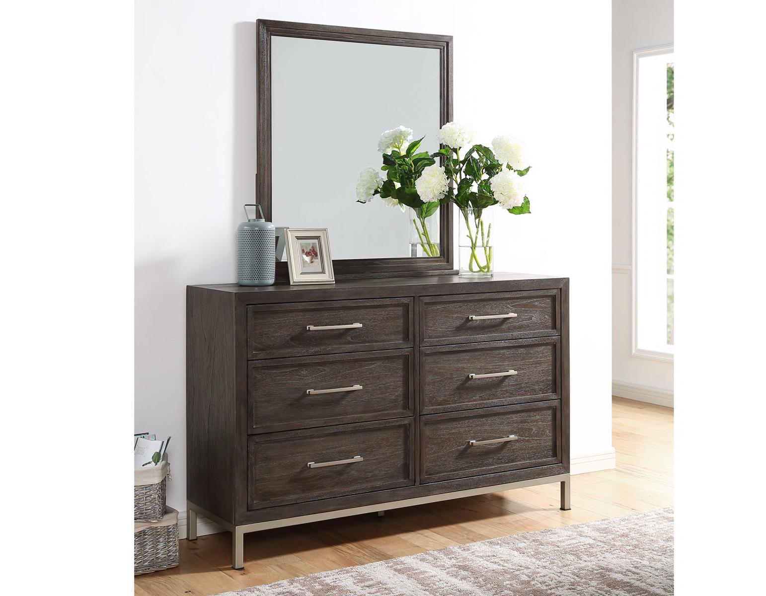 Steve Silver Broomfield 6 Drawer Dresser in Walnut - Luxury Home Furniture (MI)