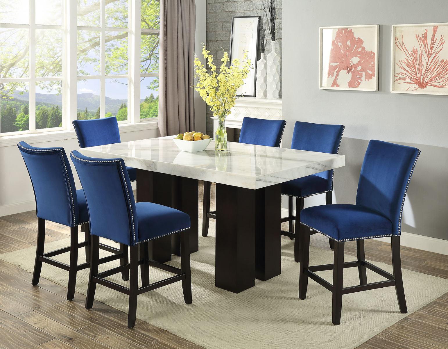 Steve Silver Camila Marble Top Dining Table in White - Luxury Home Furniture (MI)