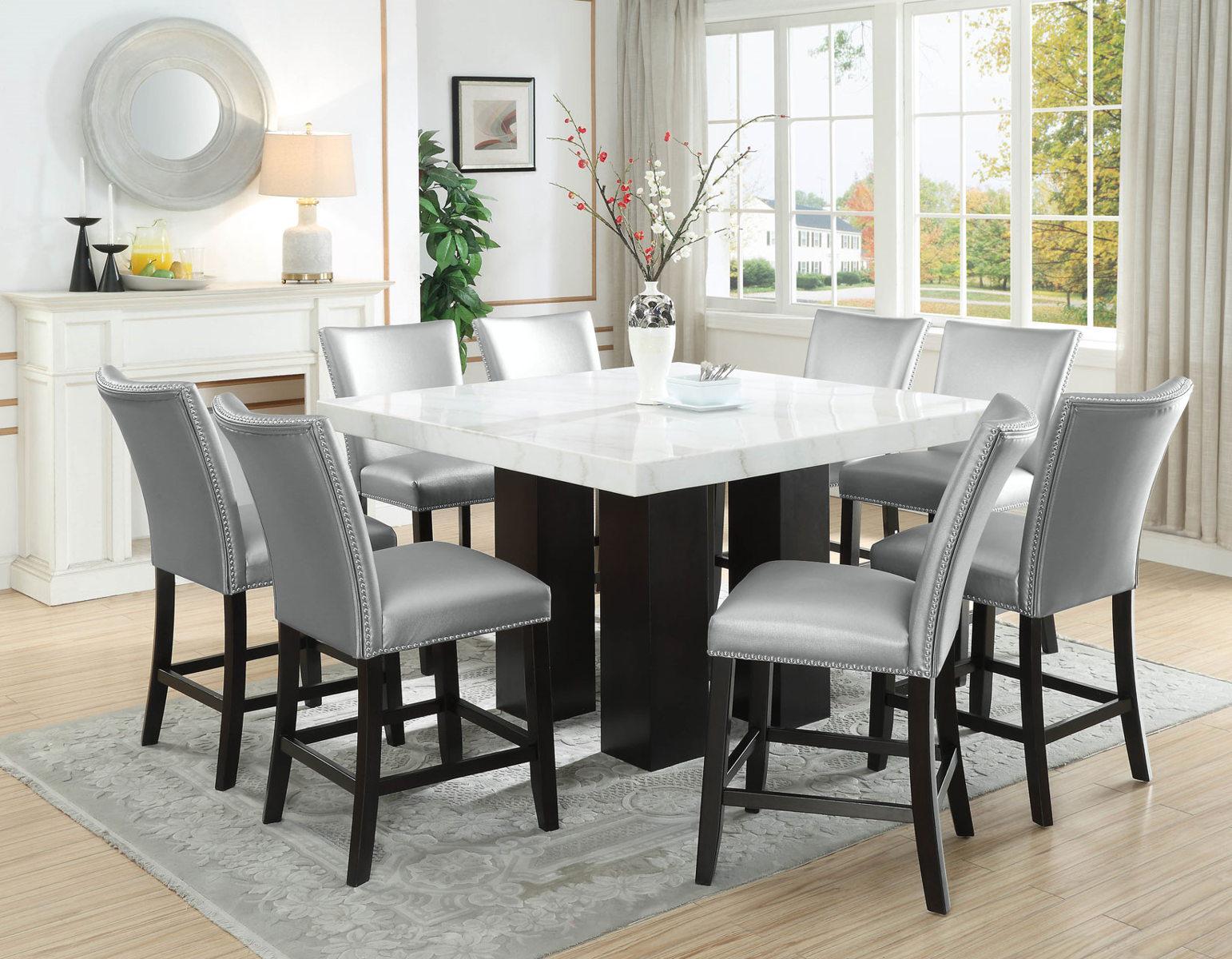 Steve Silver Camila Silver Counter Chair in Silver (Set of 2) - Luxury Home Furniture (MI)