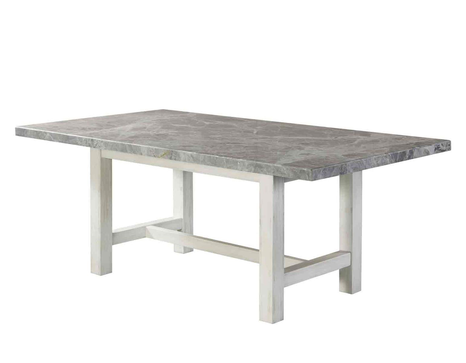 Steve Silver Canova Gray Marble Top Dining Table in Cathedral White - Luxury Home Furniture (MI)