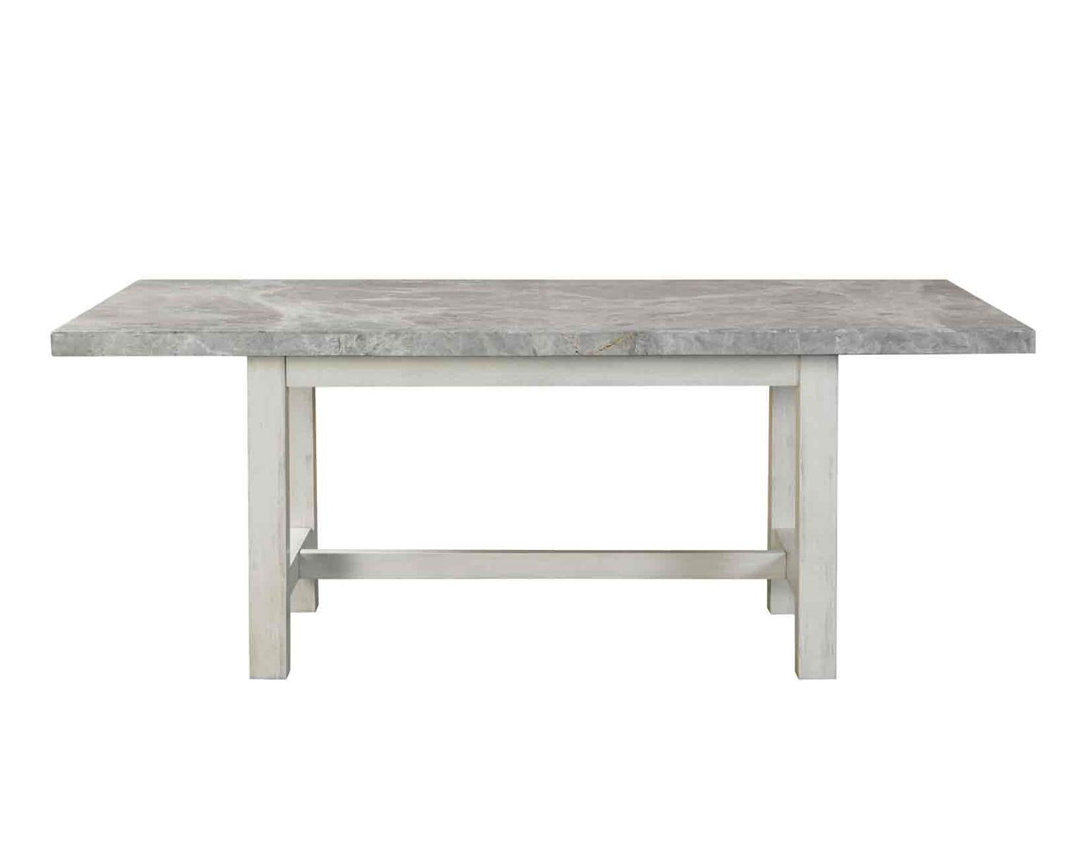 Steve Silver Canova Gray Marble Top Dining Table in Cathedral White - Luxury Home Furniture (MI)