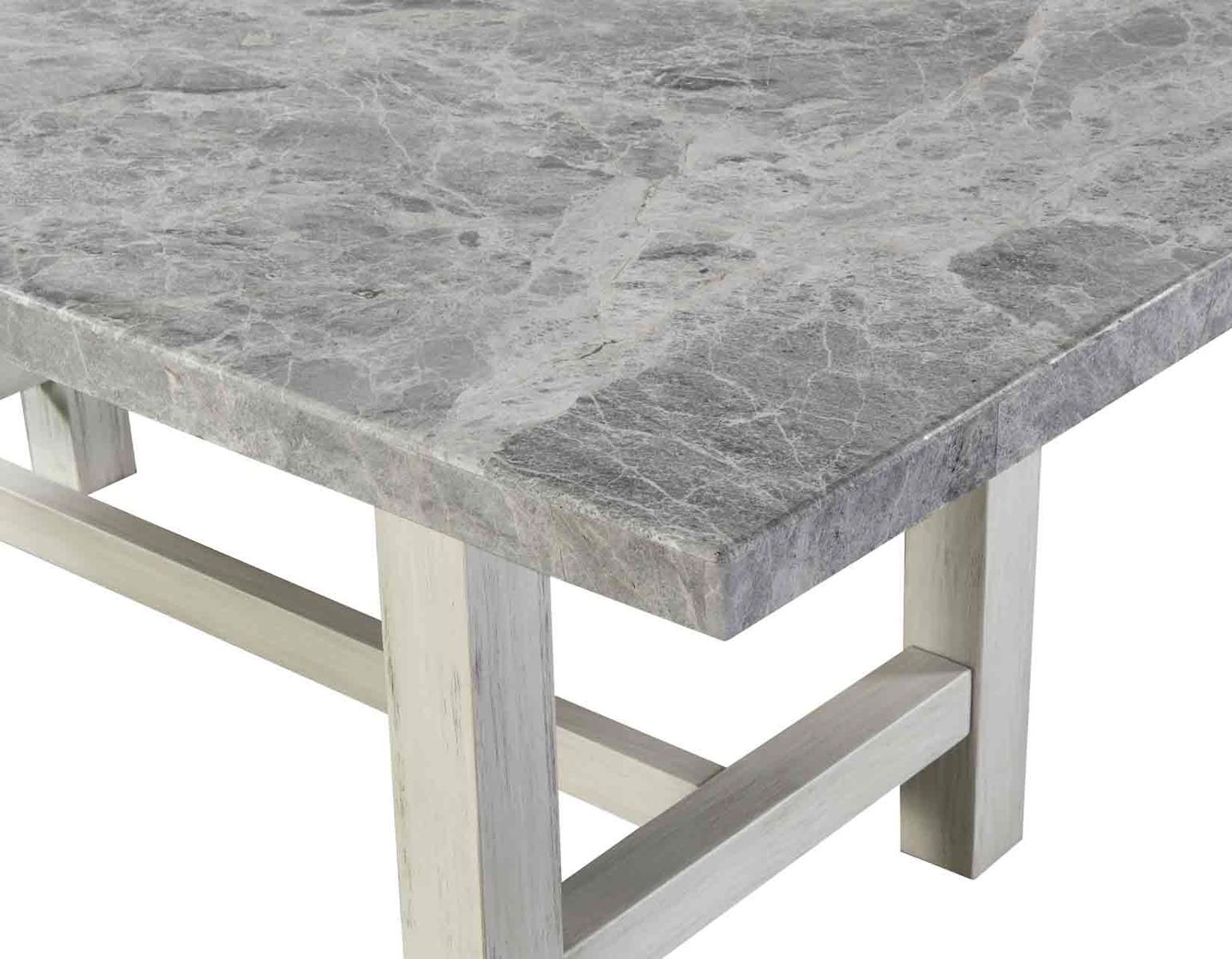 Steve Silver Canova Gray Marble Top Dining Table in Cathedral White - Luxury Home Furniture (MI)