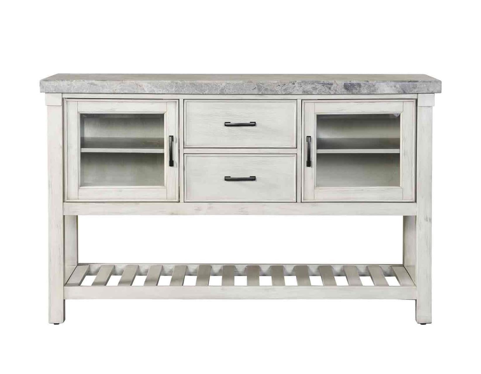 Steve Silver Canova Gray Marble Top Server in Cathedral White - Luxury Home Furniture (MI)