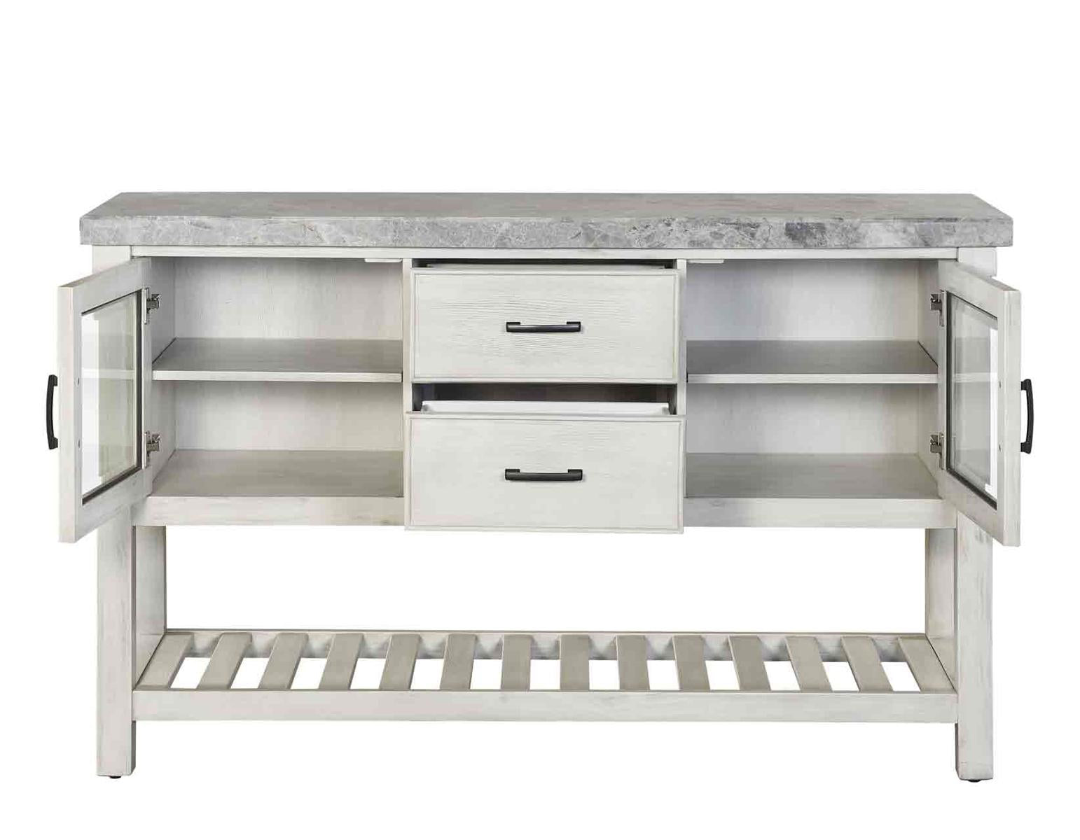 Steve Silver Canova Gray Marble Top Server in Cathedral White - Luxury Home Furniture (MI)