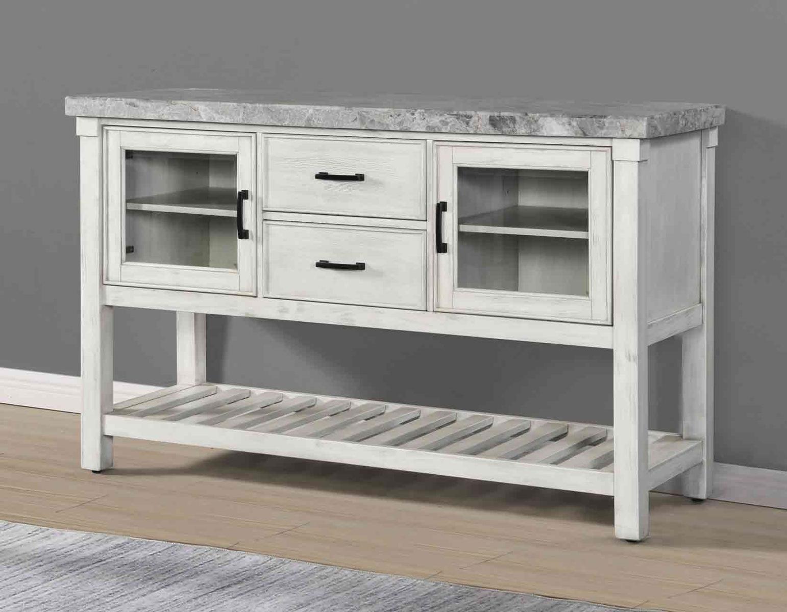 Steve Silver Canova Gray Marble Top Server in Cathedral White - Luxury Home Furniture (MI)