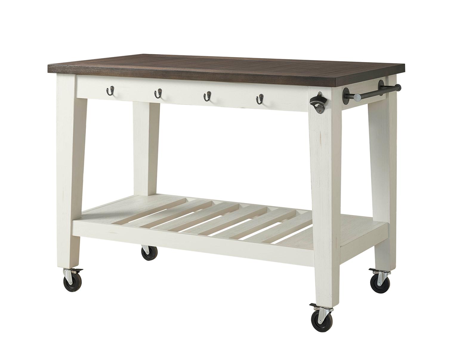Steve Silver Cayla Two Tone Kitchen Cart in Antiqued White