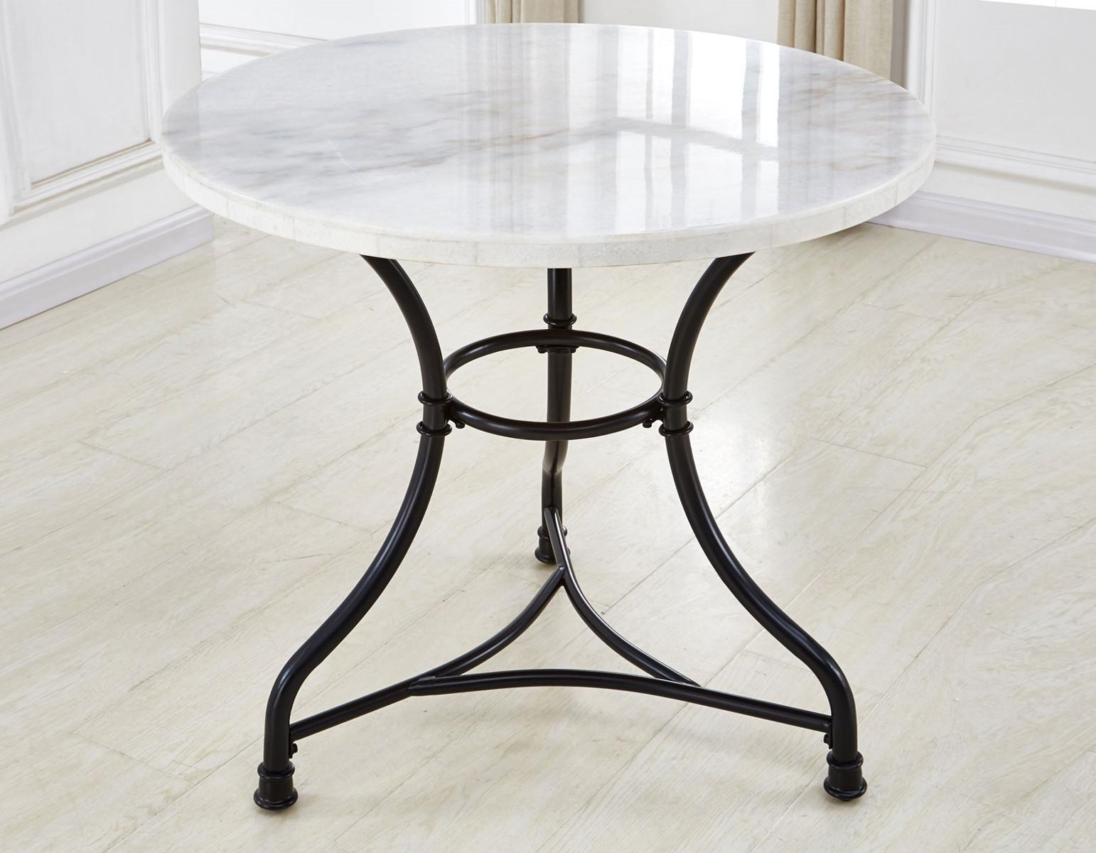 Steve Silver Claire Round White Marble Top Dining Table in White - Luxury Home Furniture (MI)