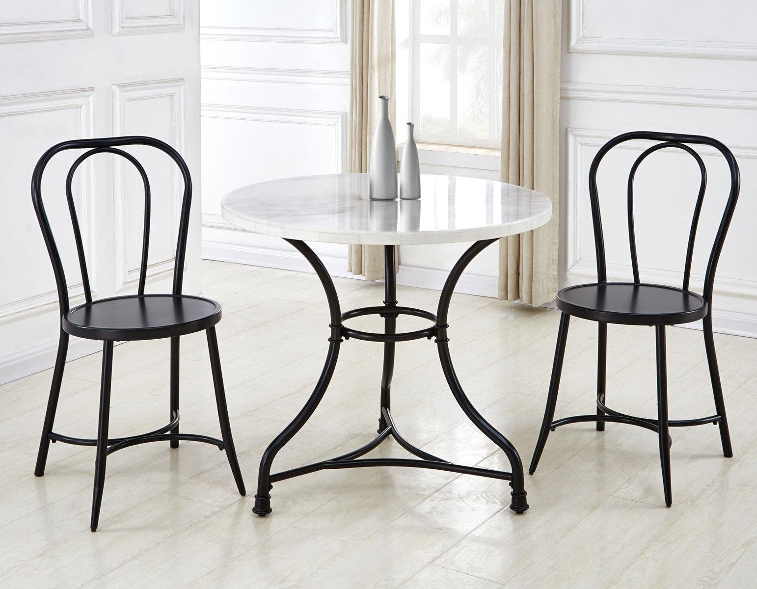 Steve Silver Claire Round White Marble Top Dining Table in White - Luxury Home Furniture (MI)