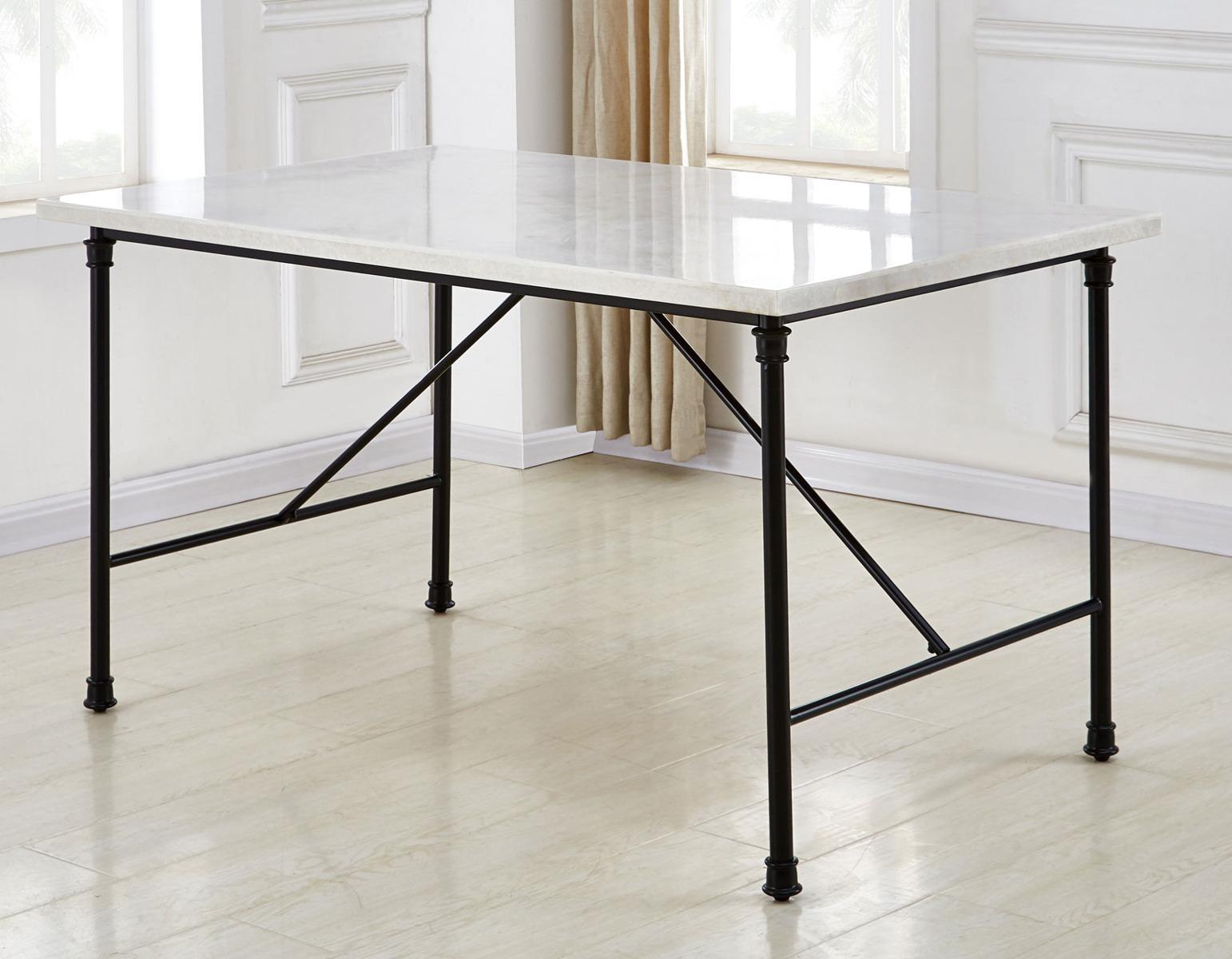 Steve Silver Claire White Marble Top Dining Table in White - Luxury Home Furniture (MI)