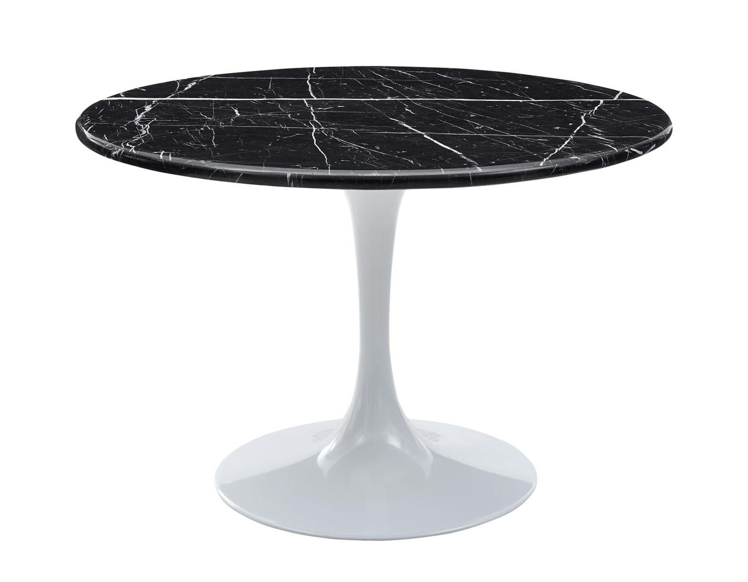 Steve Silver Colfax Round Black Marquina Marble Top Dining Table in Black - Luxury Home Furniture (MI)