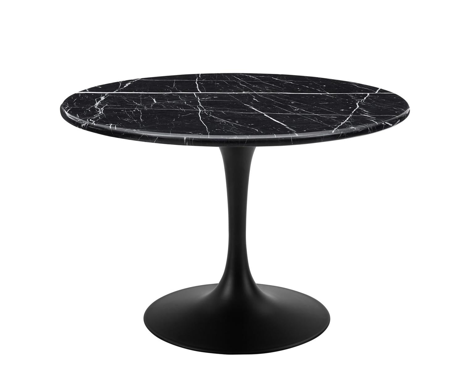Steve Silver Colfax Round Black Marquina Marble Top Dining Table in Black - Luxury Home Furniture (MI)
