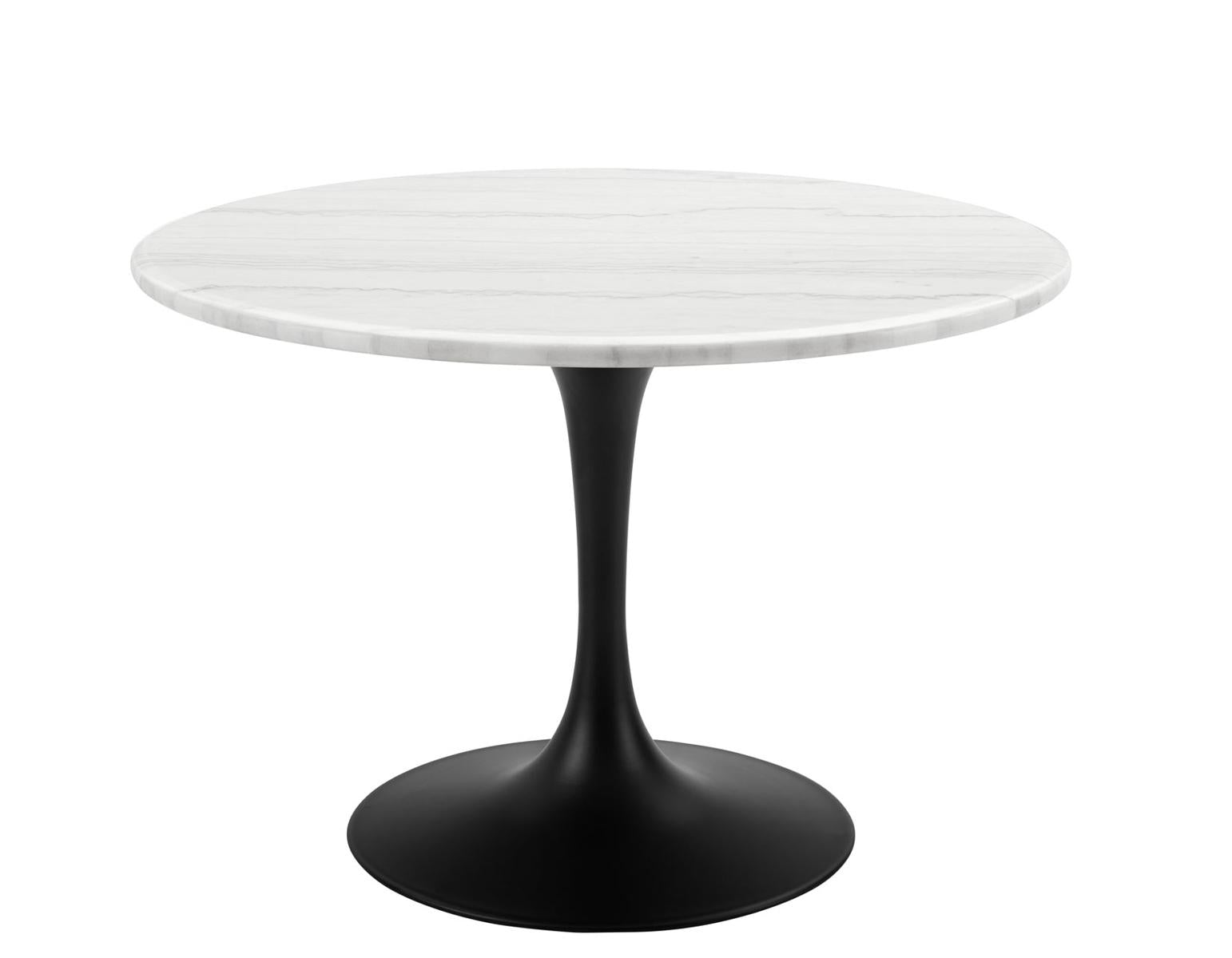 Steve Silver Colfax Round White Marble Top Dining Table in Black - Luxury Home Furniture (MI)