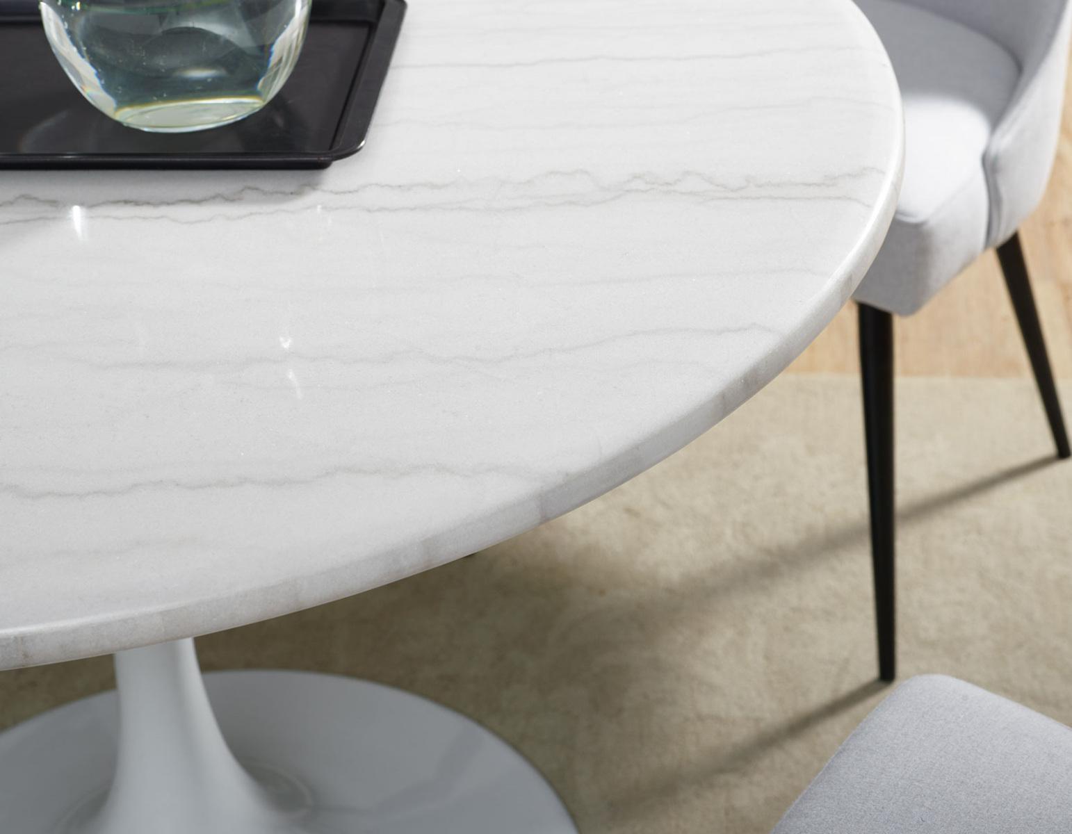 Steve Silver Colfax Round White Marble Top Dining Table in Black - Luxury Home Furniture (MI)