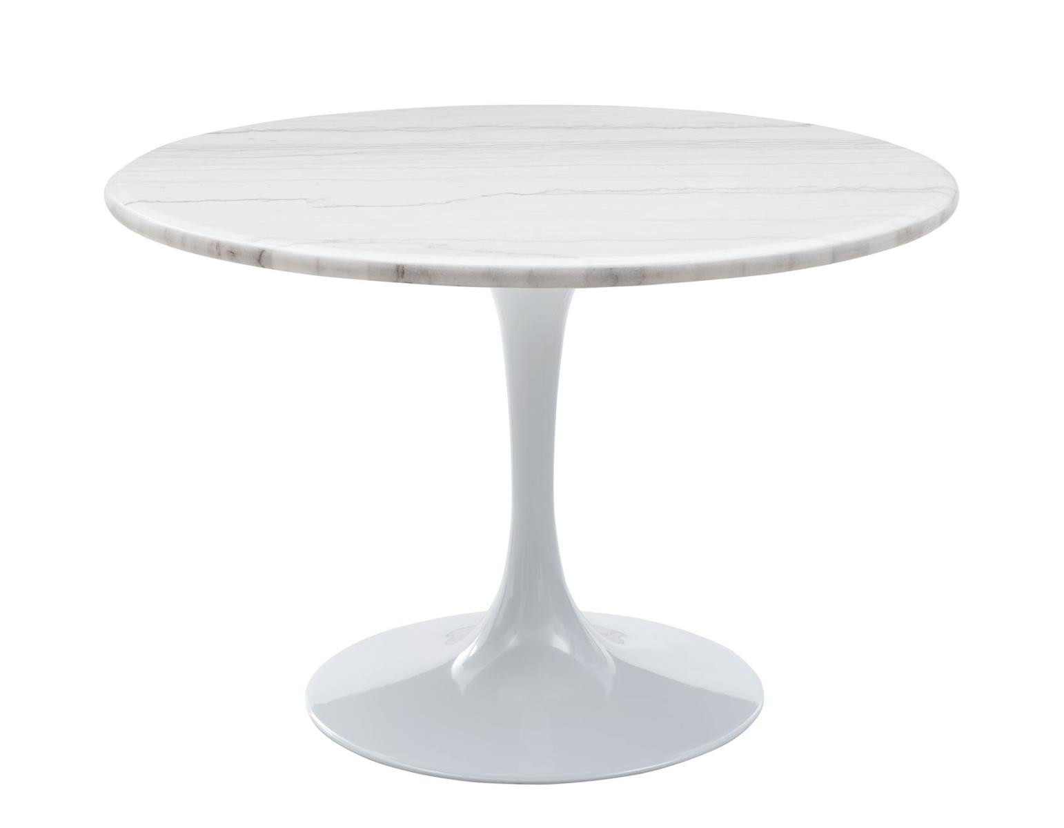 Steve Silver Colfax Round White Marble Top Dining Table in White