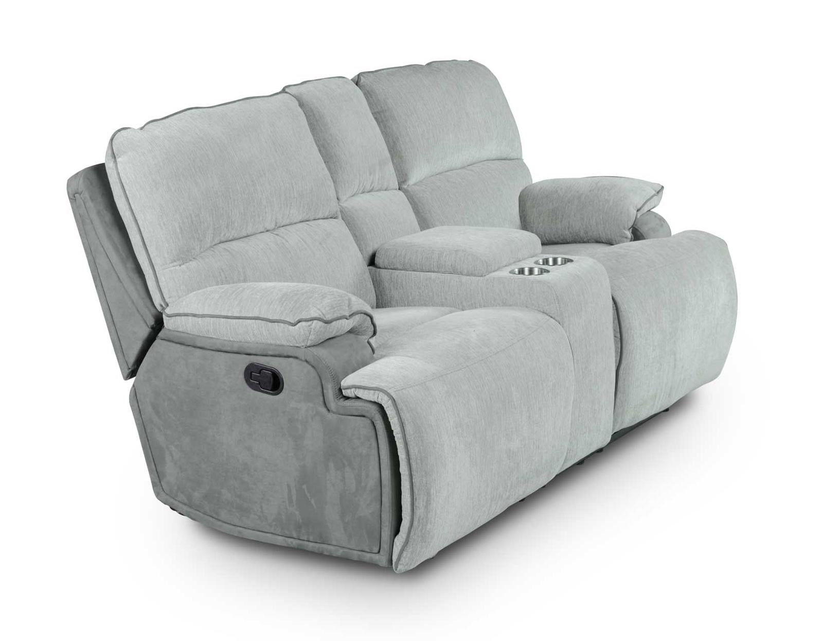 Steve Silver Cyprus Manual Reclining Console Loveseat in Two-Tone Cloud - Luxury Home Furniture (MI)