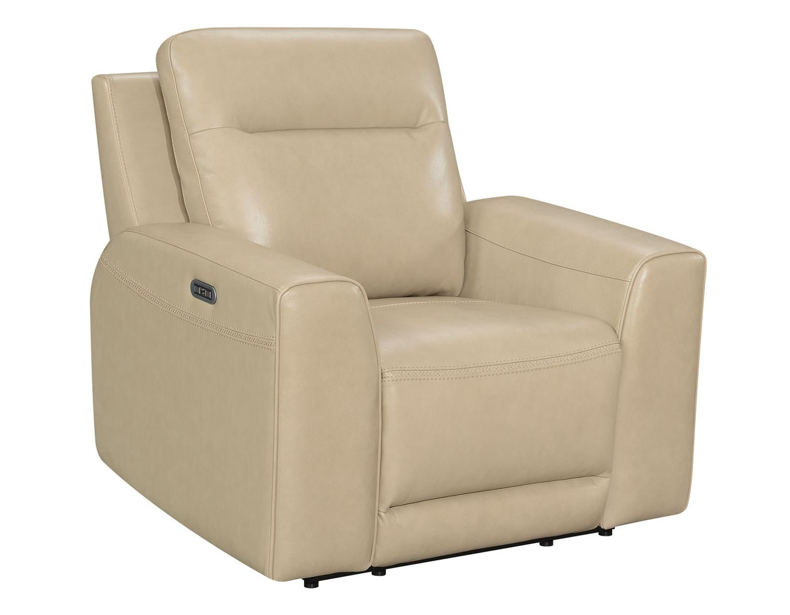 Steve Silver Doncella Leather Dual Power Recliner in Surly Sand - Luxury Home Furniture (MI)
