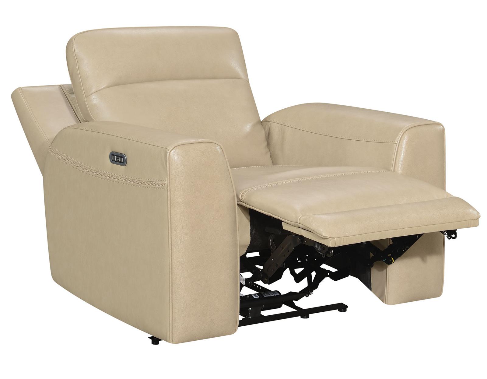 Steve Silver Doncella Leather Dual Power Recliner in Surly Sand - Luxury Home Furniture (MI)