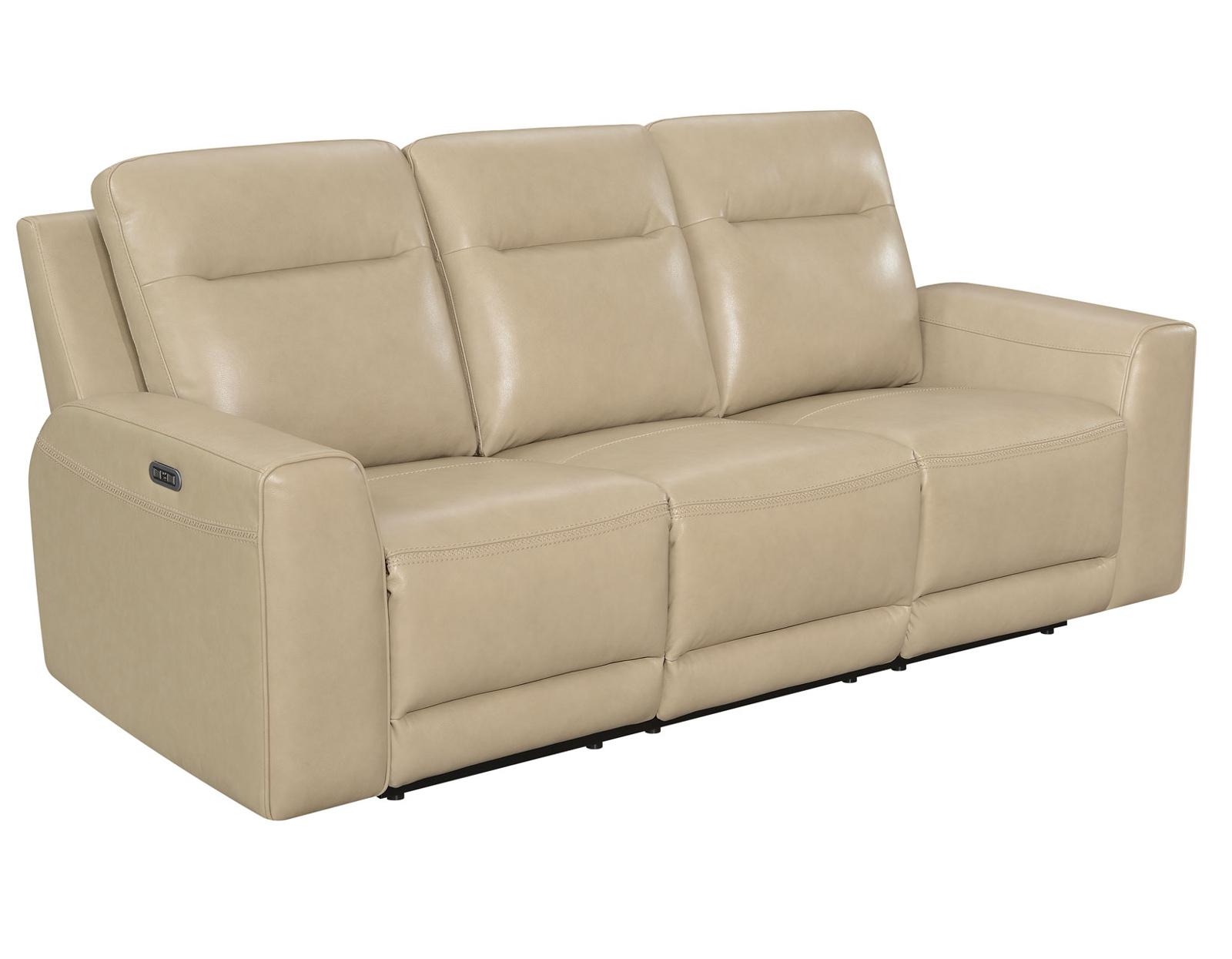 Steve Silver Doncella Leather Dual Power Reclining Sofa in Surly Sand - Luxury Home Furniture (MI)