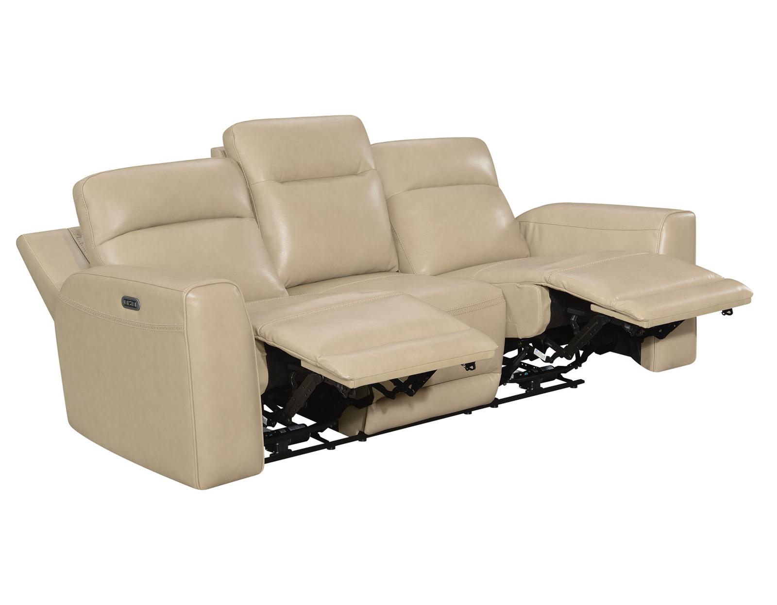Steve Silver Doncella Leather Dual Power Reclining Sofa in Surly Sand - Luxury Home Furniture (MI)